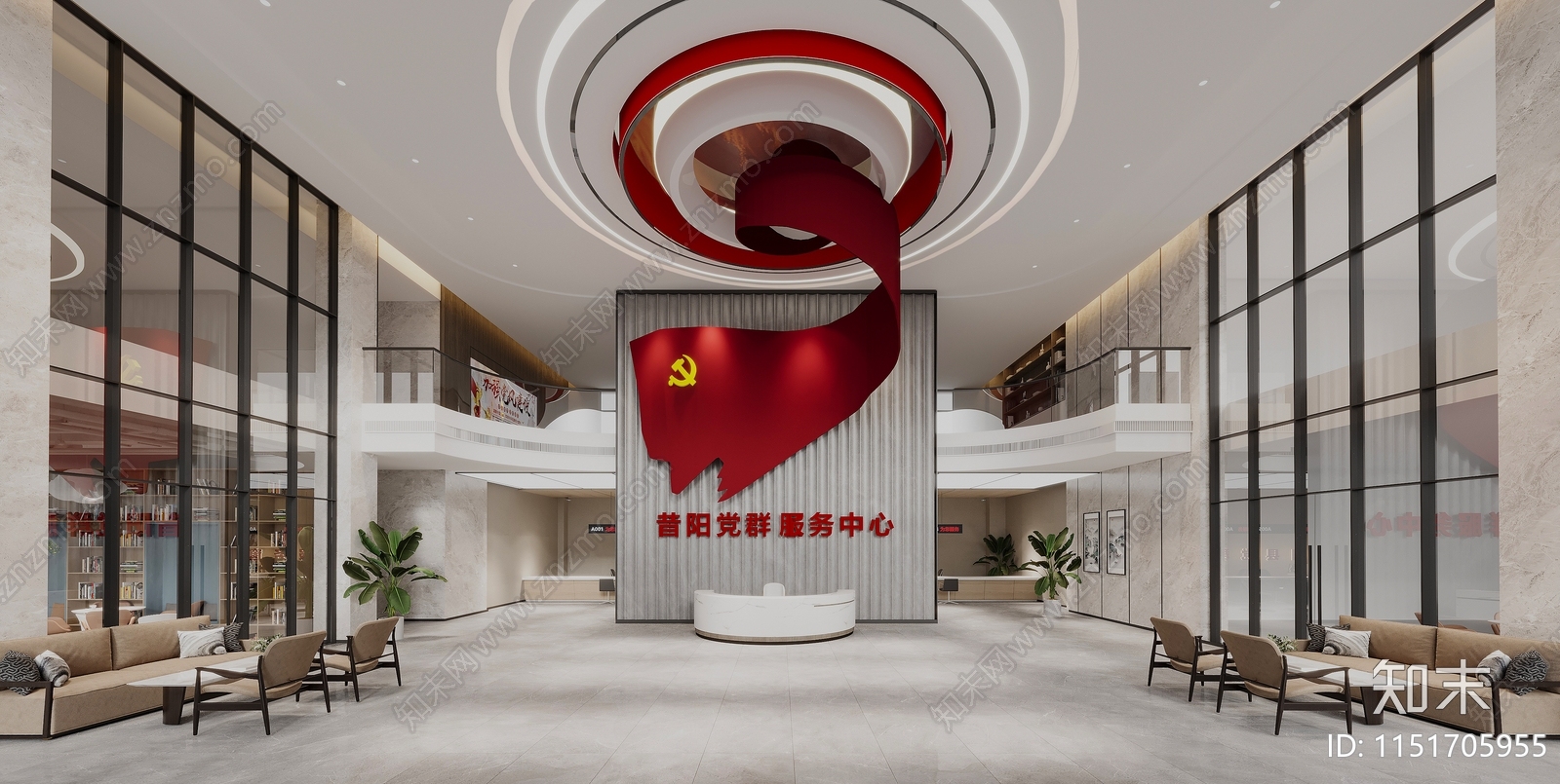 现代党建展厅3D模型下载【ID:1151705955】