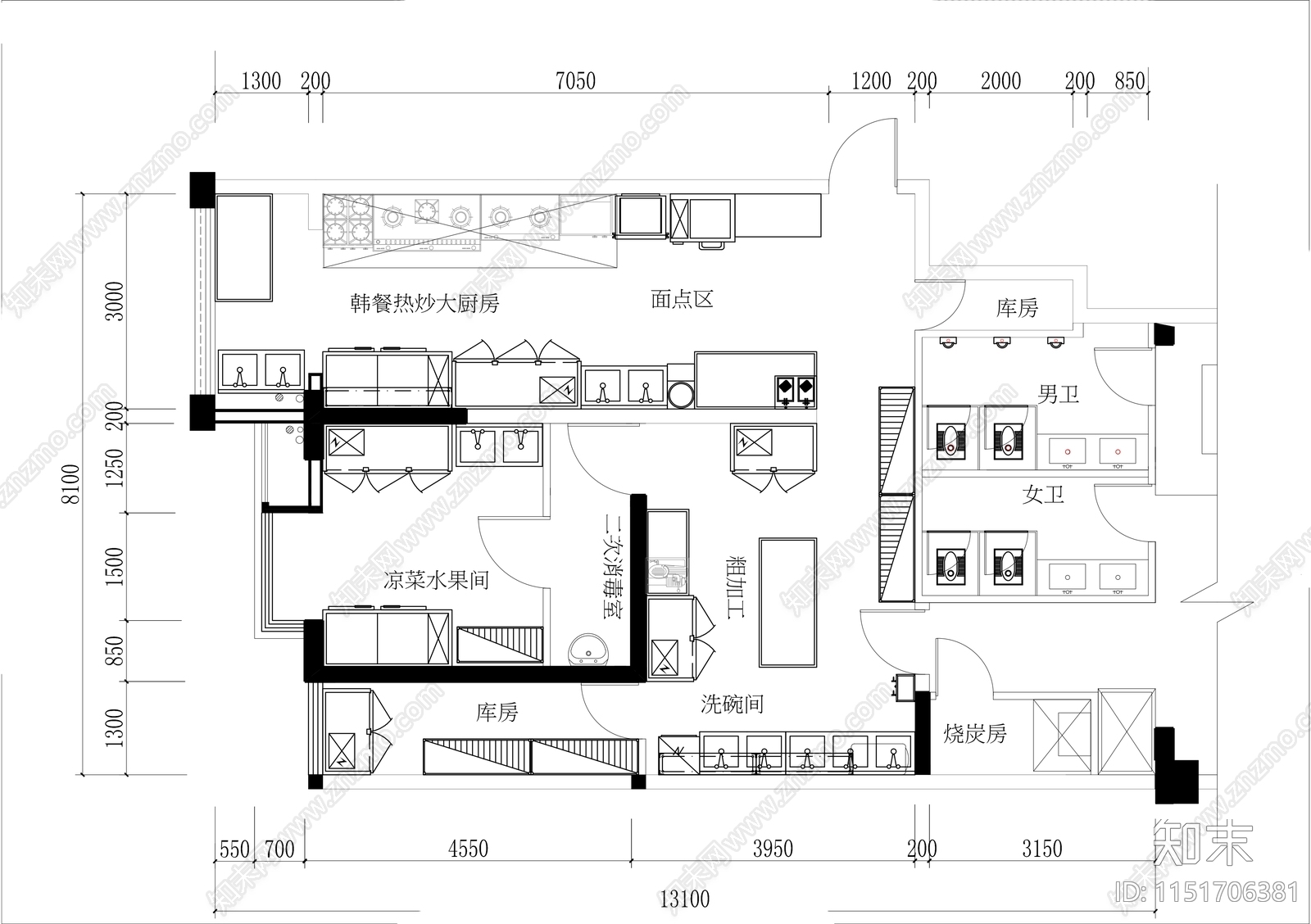 工装厨房平面图施工图下载【ID:1151706381】