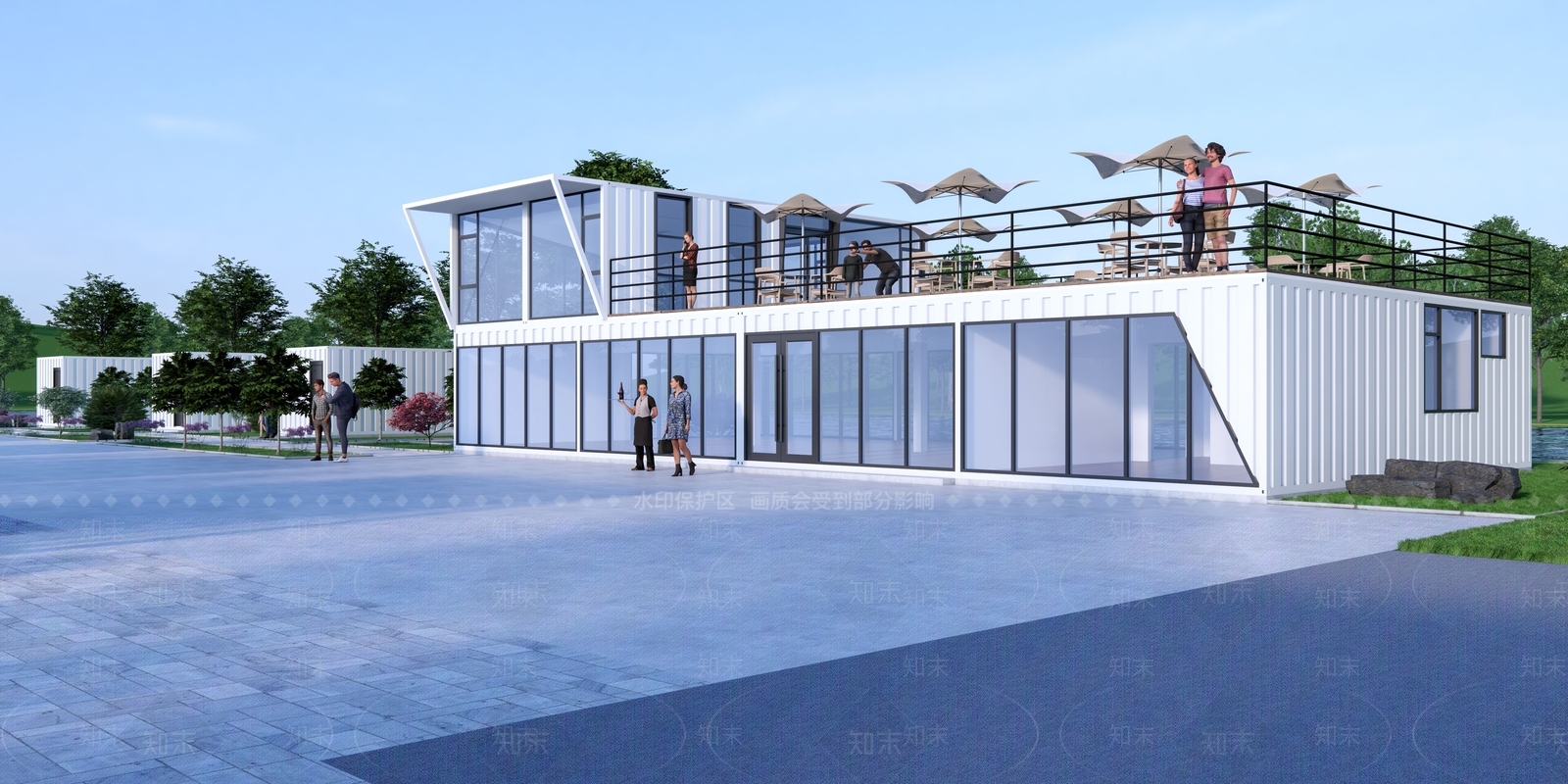 现代网红餐饮建筑SU模型下载【ID:1151706823】