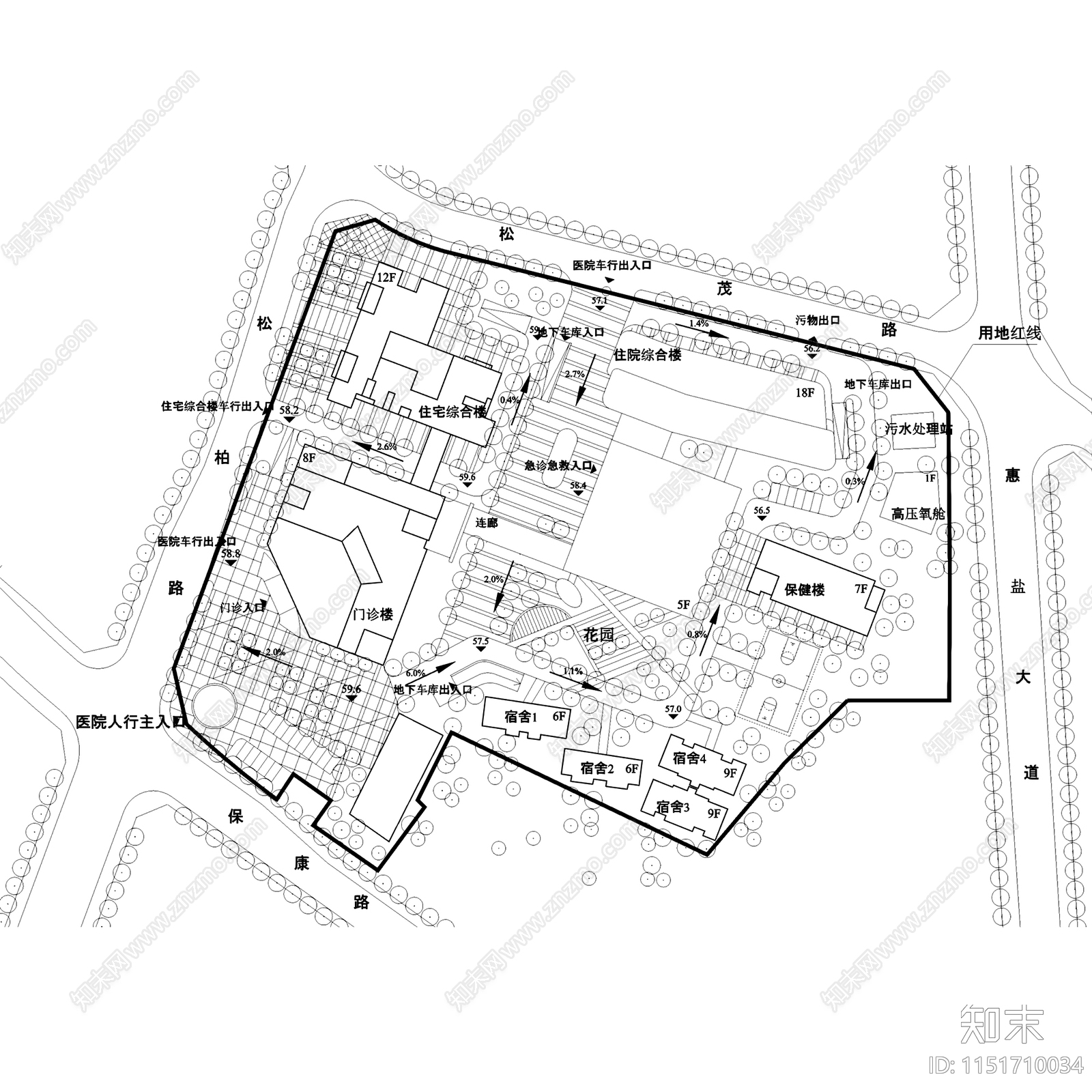 深圳龙岗横岗人民医院改扩建建筑cad施工图下载【ID:1151710034】