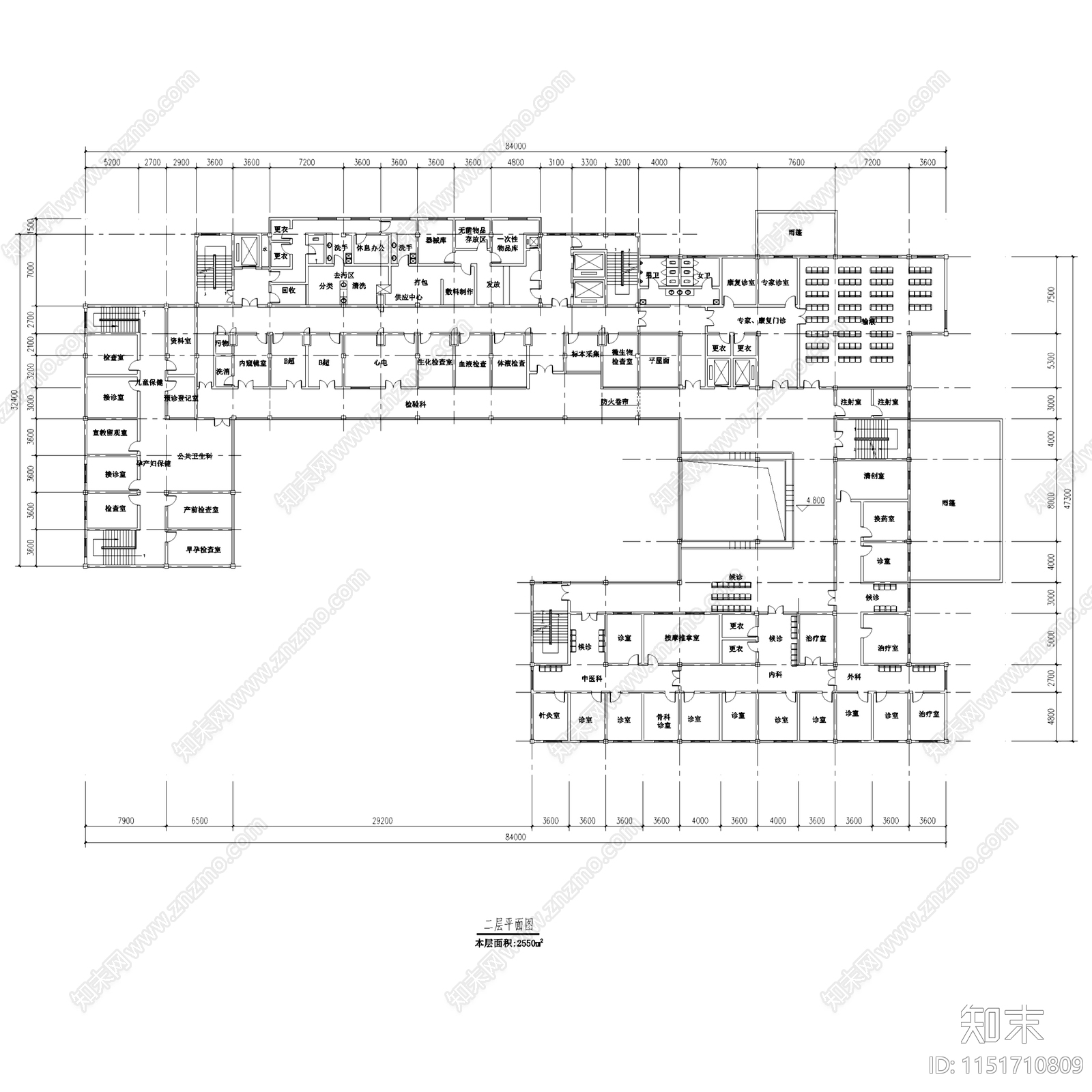 嵊州镇中心卫生院医疗建筑cad施工图下载【ID:1151710809】