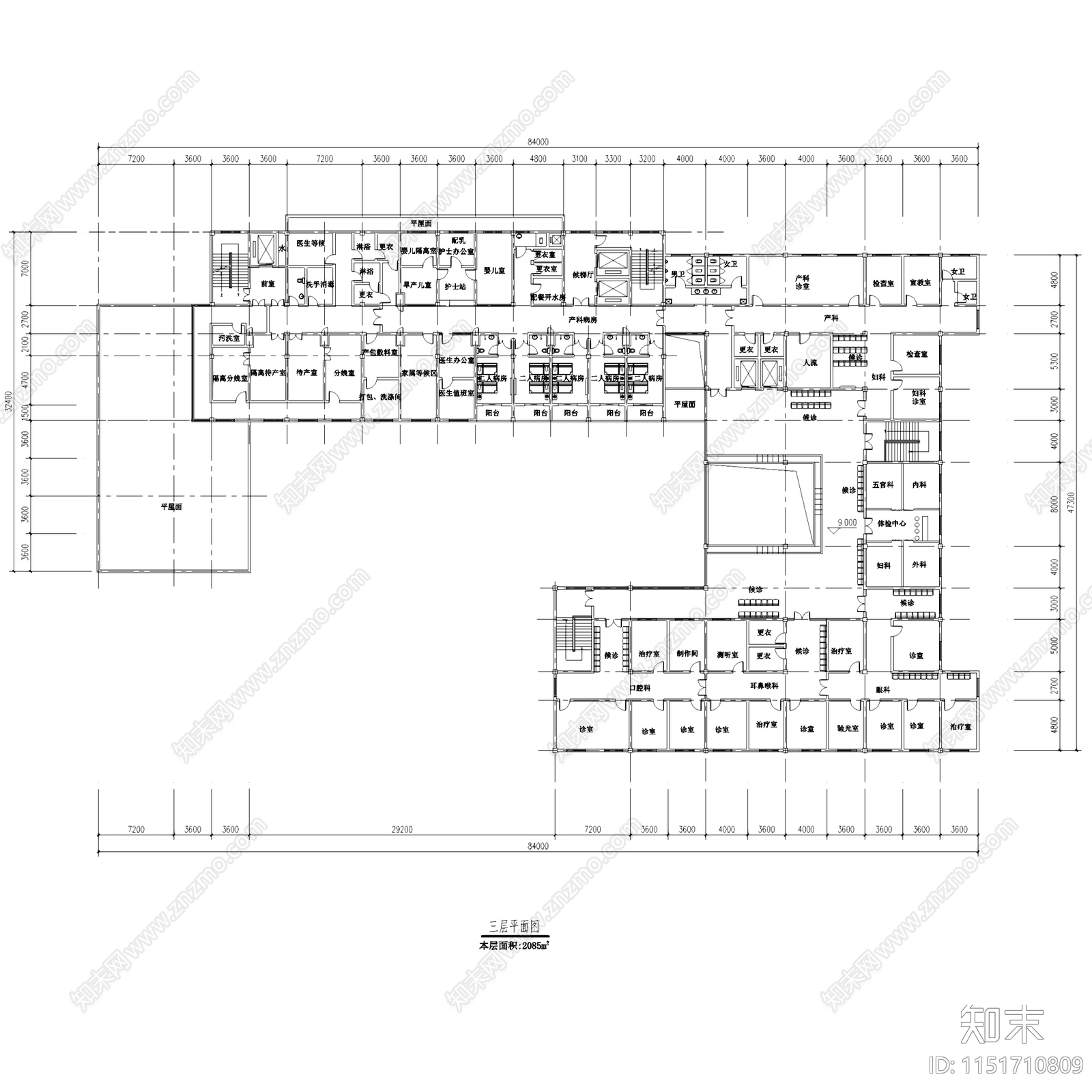 嵊州镇中心卫生院医疗建筑cad施工图下载【ID:1151710809】