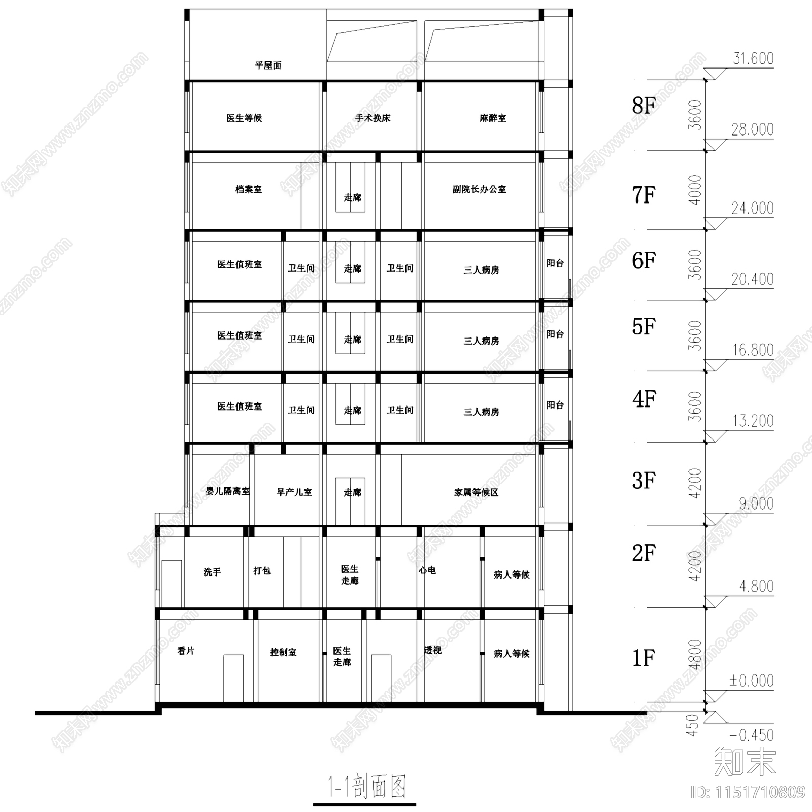 嵊州镇中心卫生院医疗建筑cad施工图下载【ID:1151710809】