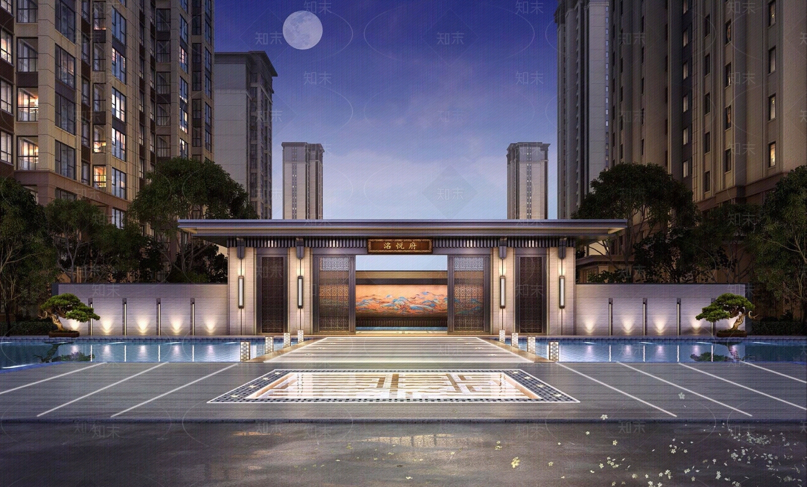 晚上小区外景贴图下载【ID:1151716343】_【知末网贴图库】