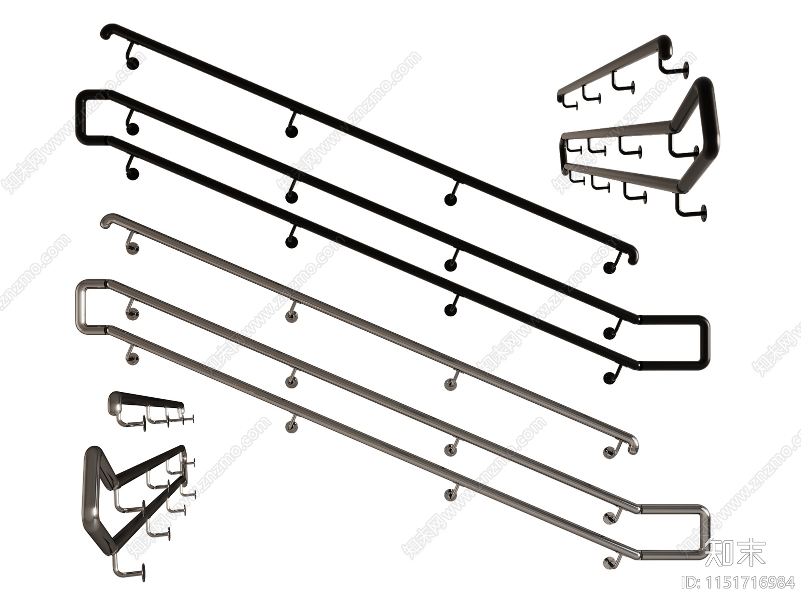 现代楼梯扶手SU模型下载【ID:1151716984】