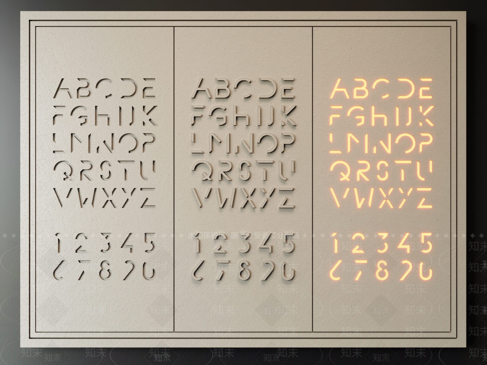 现代字母数字墙饰挂件3D模型下载【ID:1151770878】