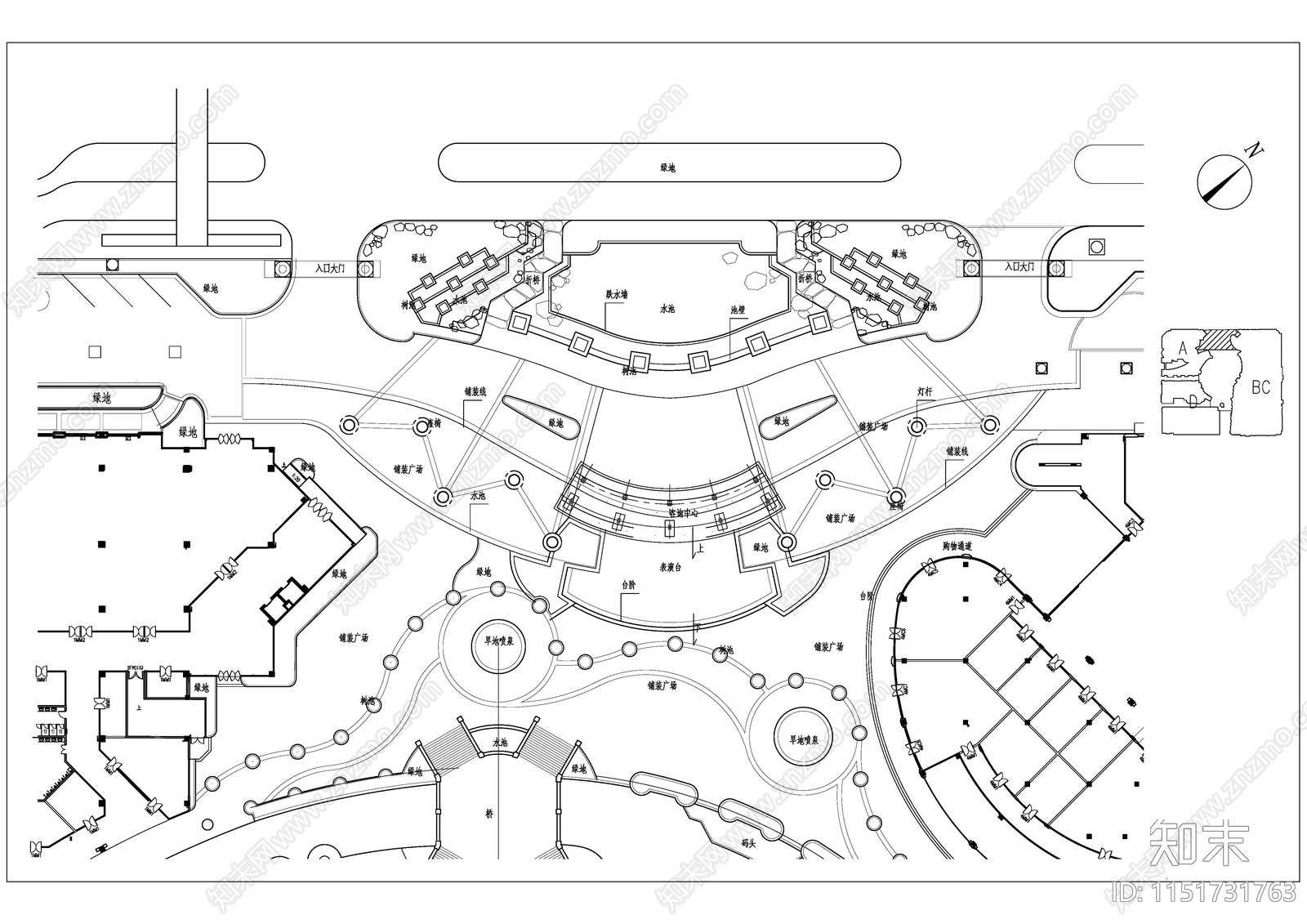 商业景观主入口cad施工图下载【ID:1151731763】