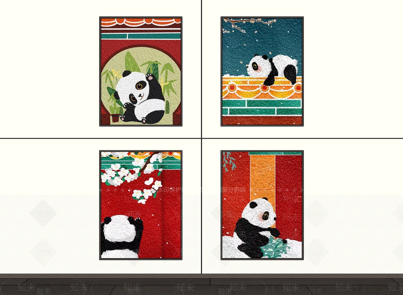 现代挂画SU模型草图