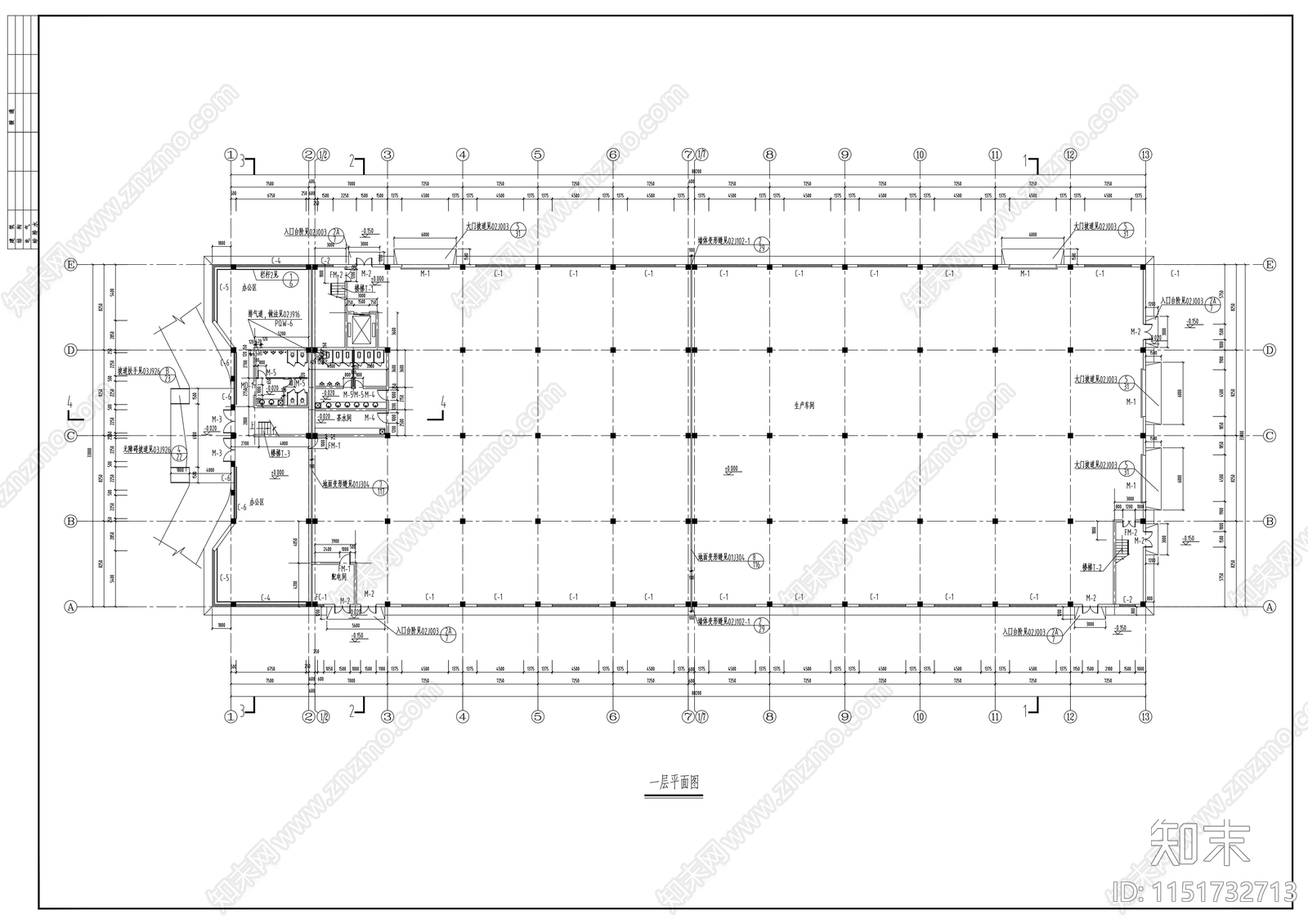 厂房建筑cad施工图下载【ID:1151732713】