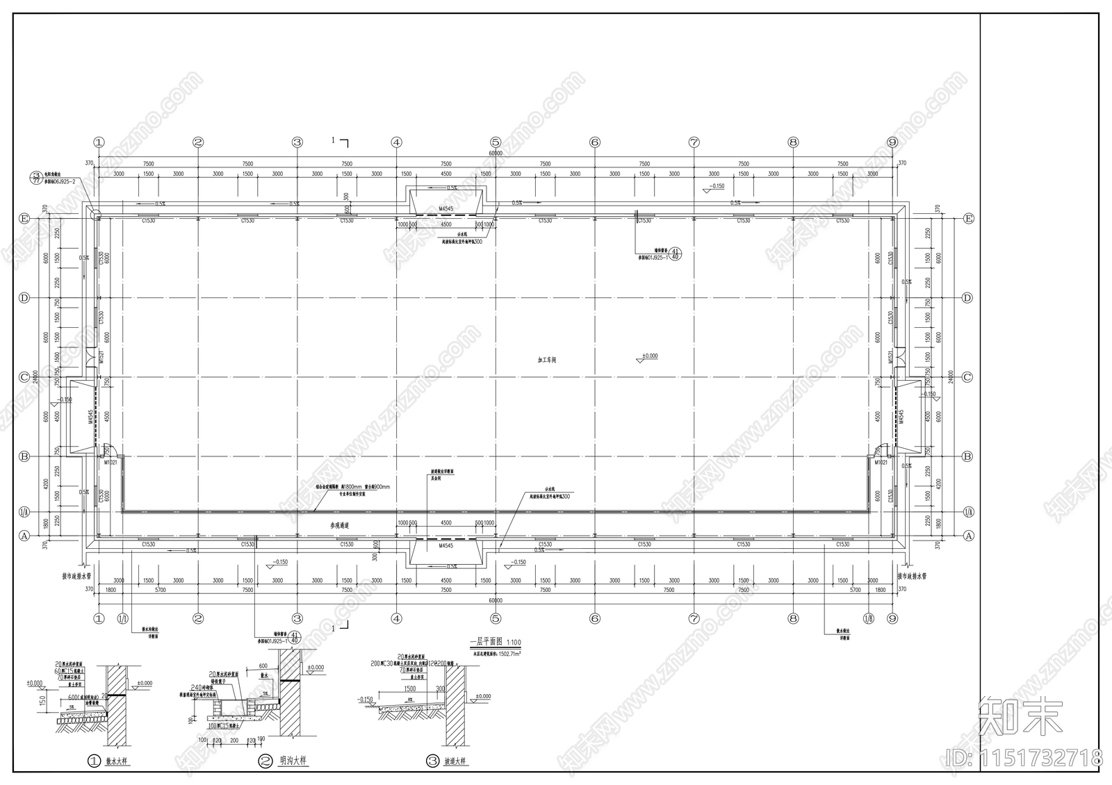 茶叶加工厂单层刚结构建筑cad施工图下载【ID:1151732718】