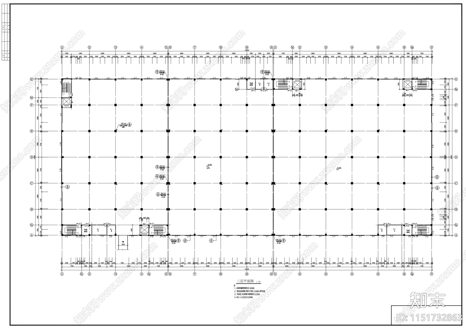 大型厂房建筑cad施工图下载【ID:1151732863】