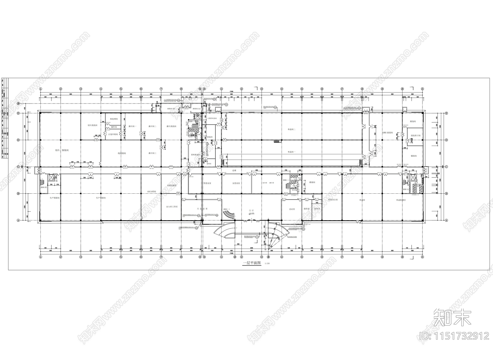 二层丙类厂房建筑cad施工图下载【ID:1151732912】