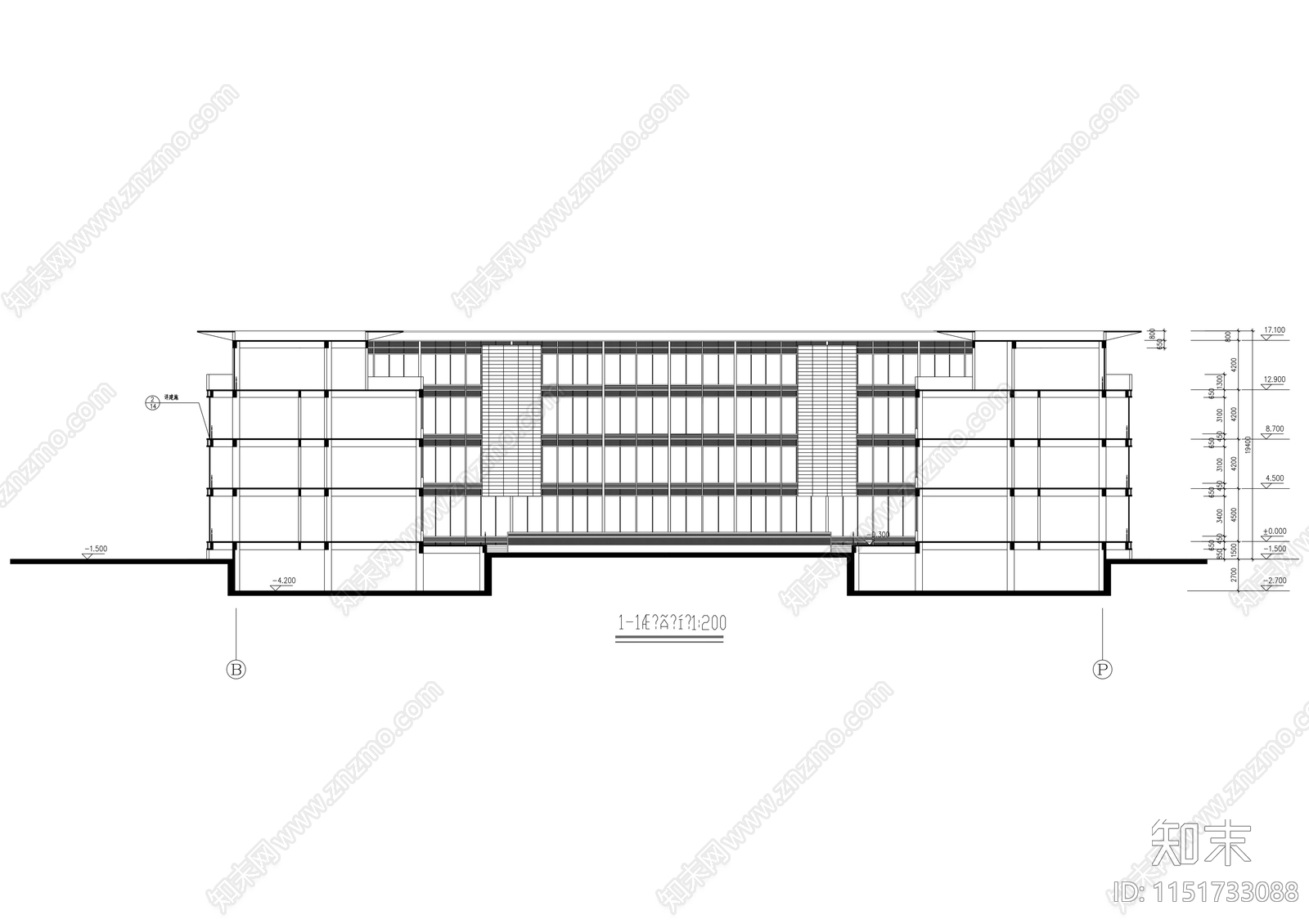 孵化园建筑cad施工图下载【ID:1151733088】