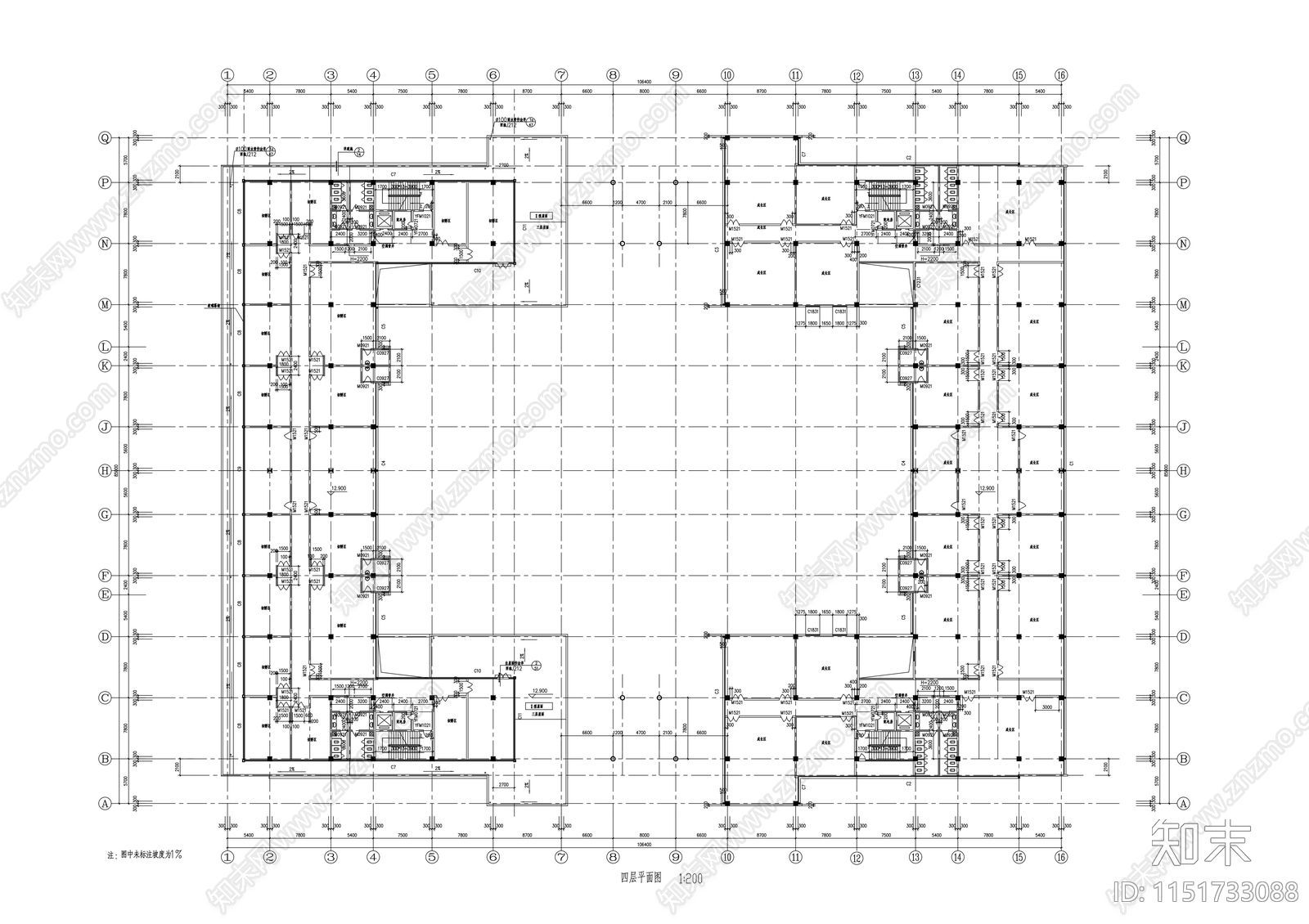 孵化园建筑cad施工图下载【ID:1151733088】