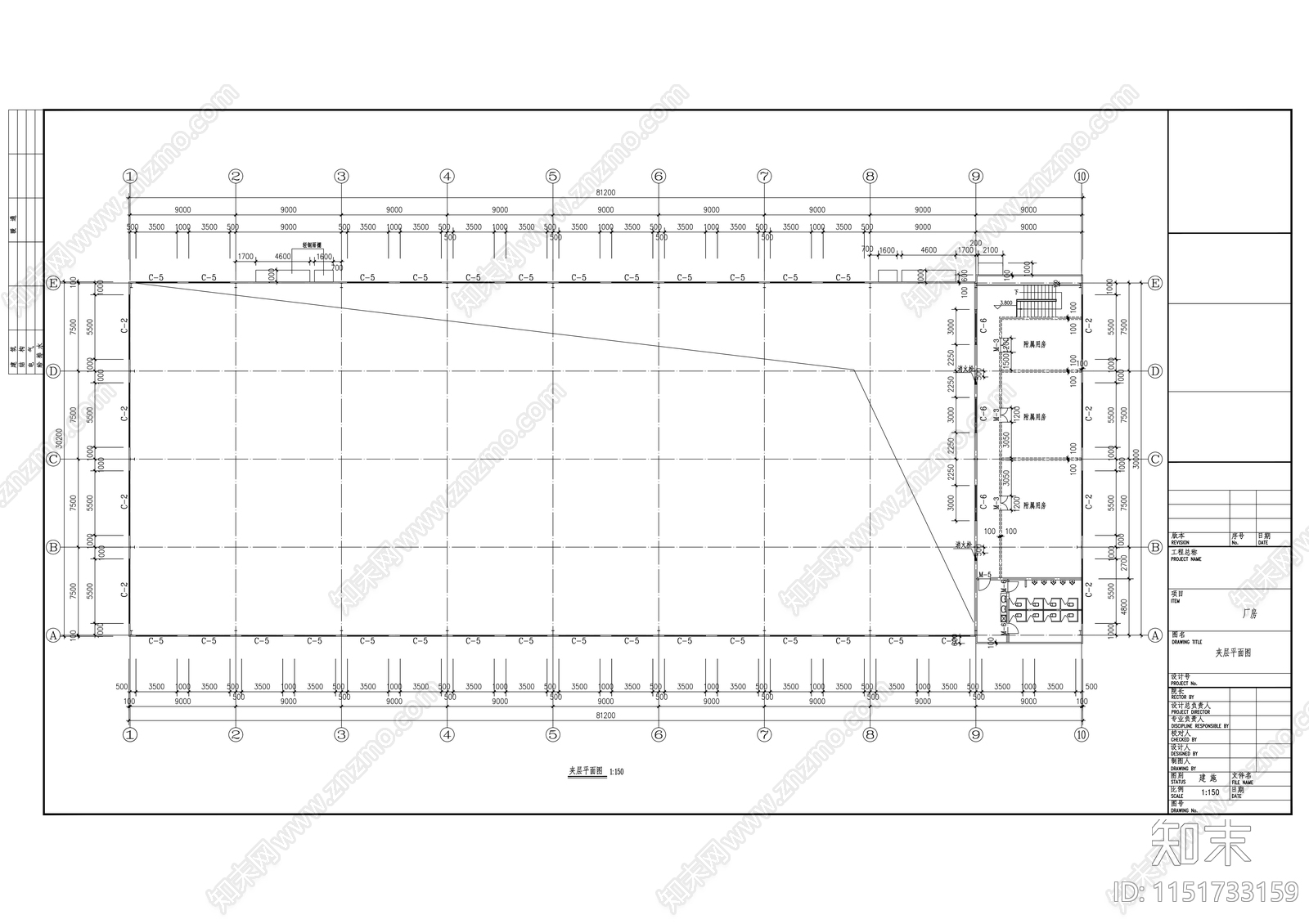 钢结构单层厂房建筑cad施工图下载【ID:1151733159】