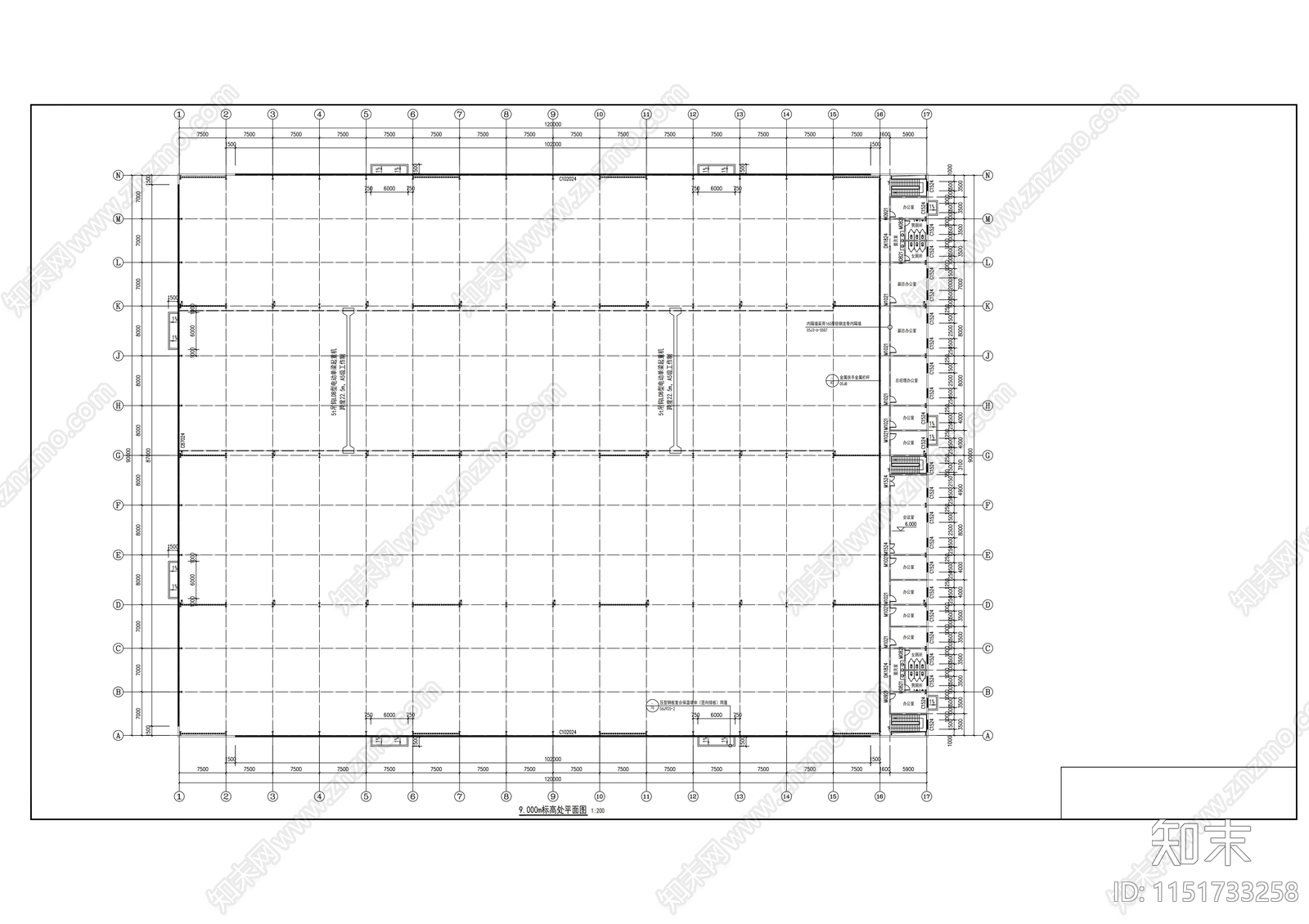 光玻璃幕墙生产厂房建筑cad施工图下载【ID:1151733258】