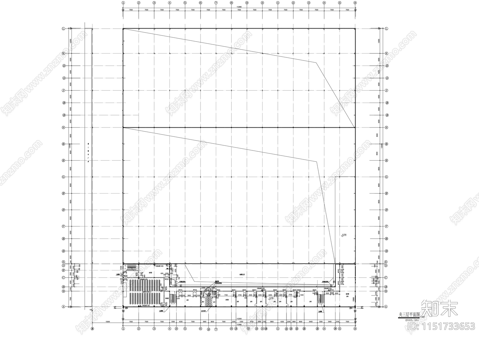 三层大型轻钢厂房建筑方案图cad施工图下载【ID:1151733653】