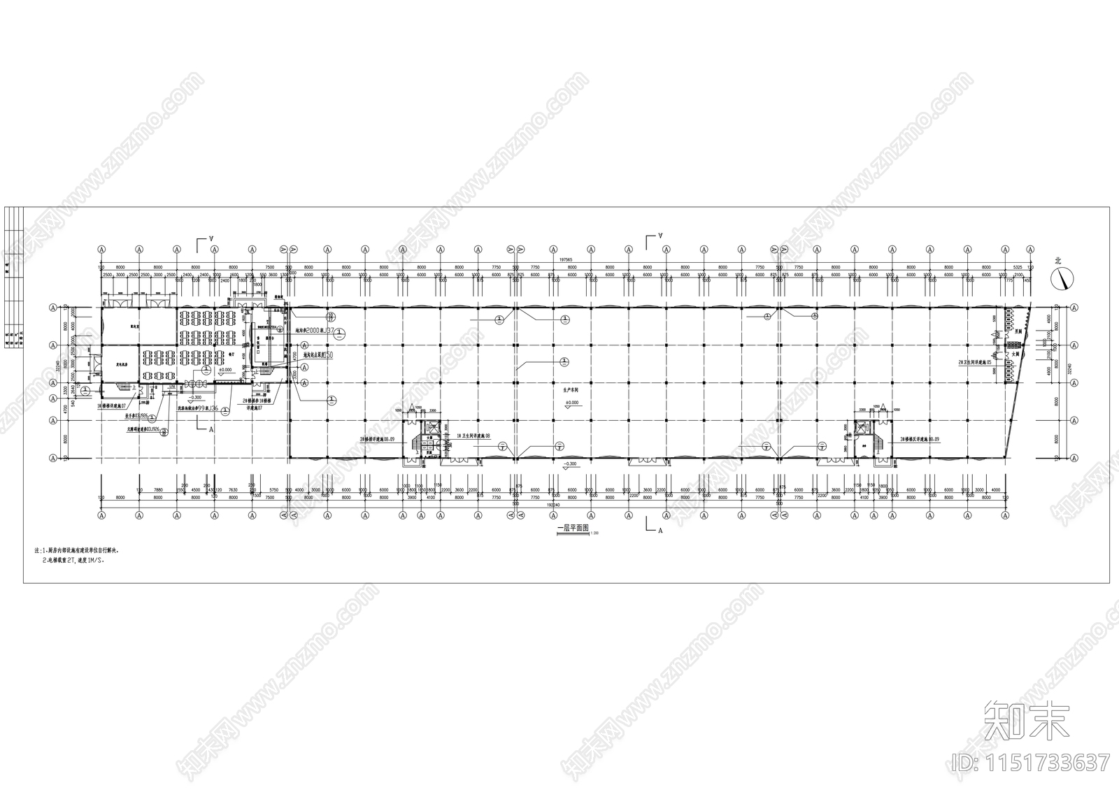 车间建筑cad施工图下载【ID:1151733637】