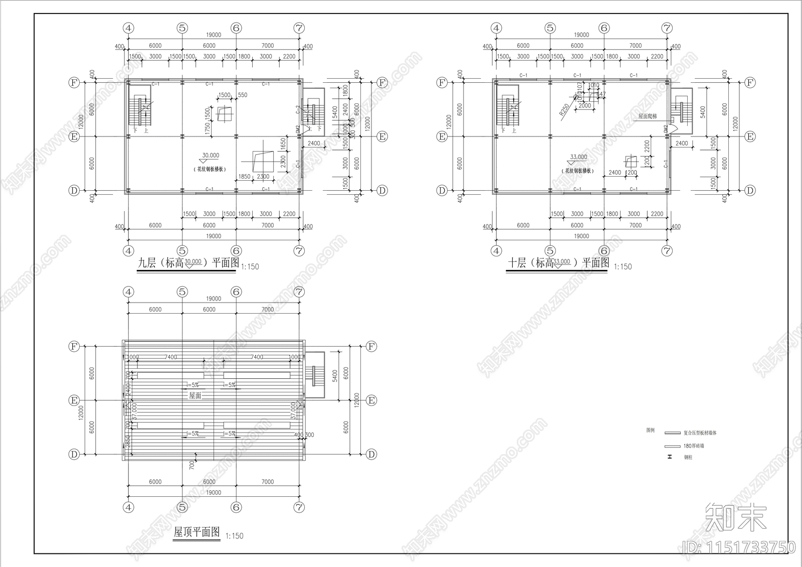 十层厂车间楼建筑cad施工图下载【ID:1151733750】