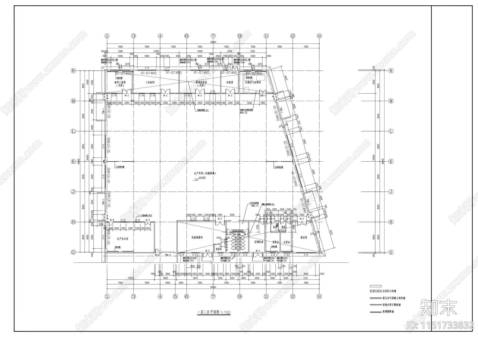 汽车生产车间建筑设计cad施工图下载【ID:1151733832】