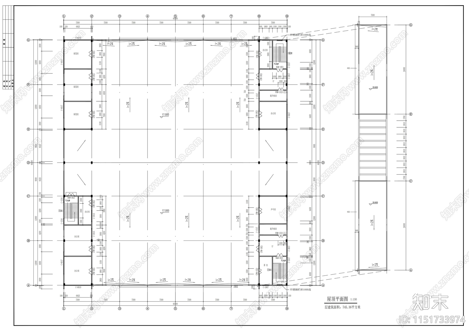 三层生产厂房建筑图cad施工图下载【ID:1151733974】