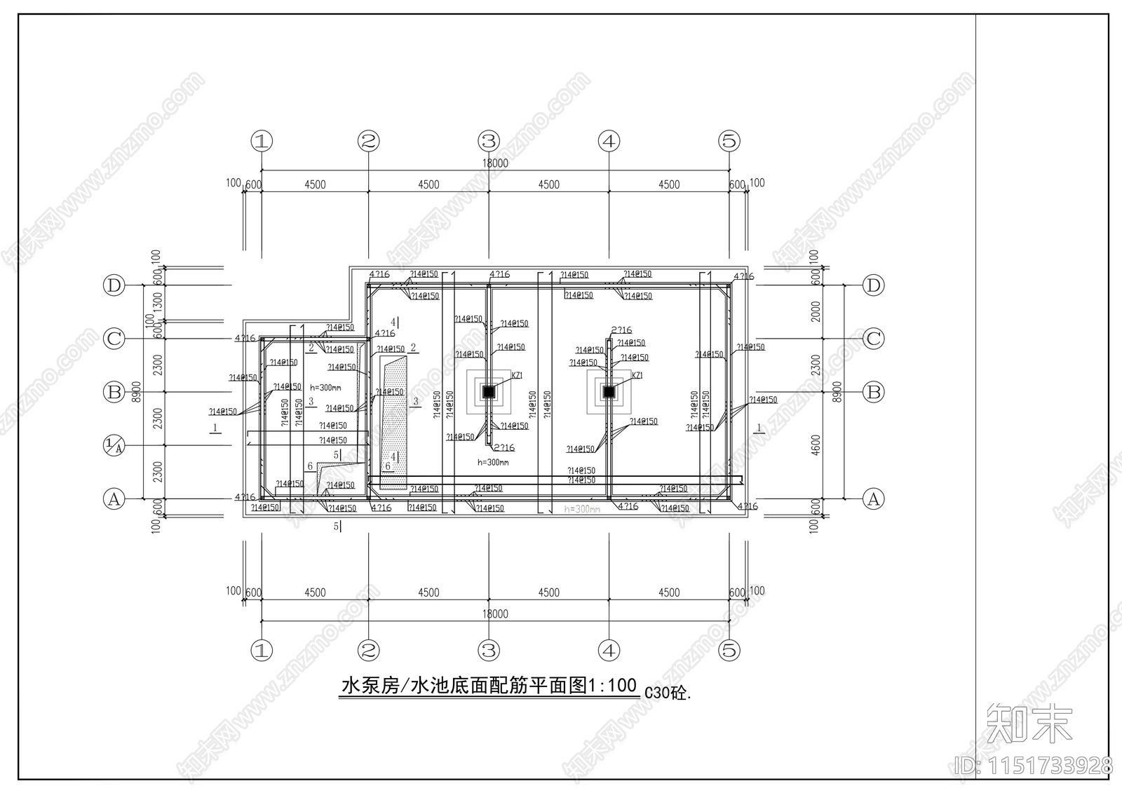 室外消防水池cad施工图下载【ID:1151733928】