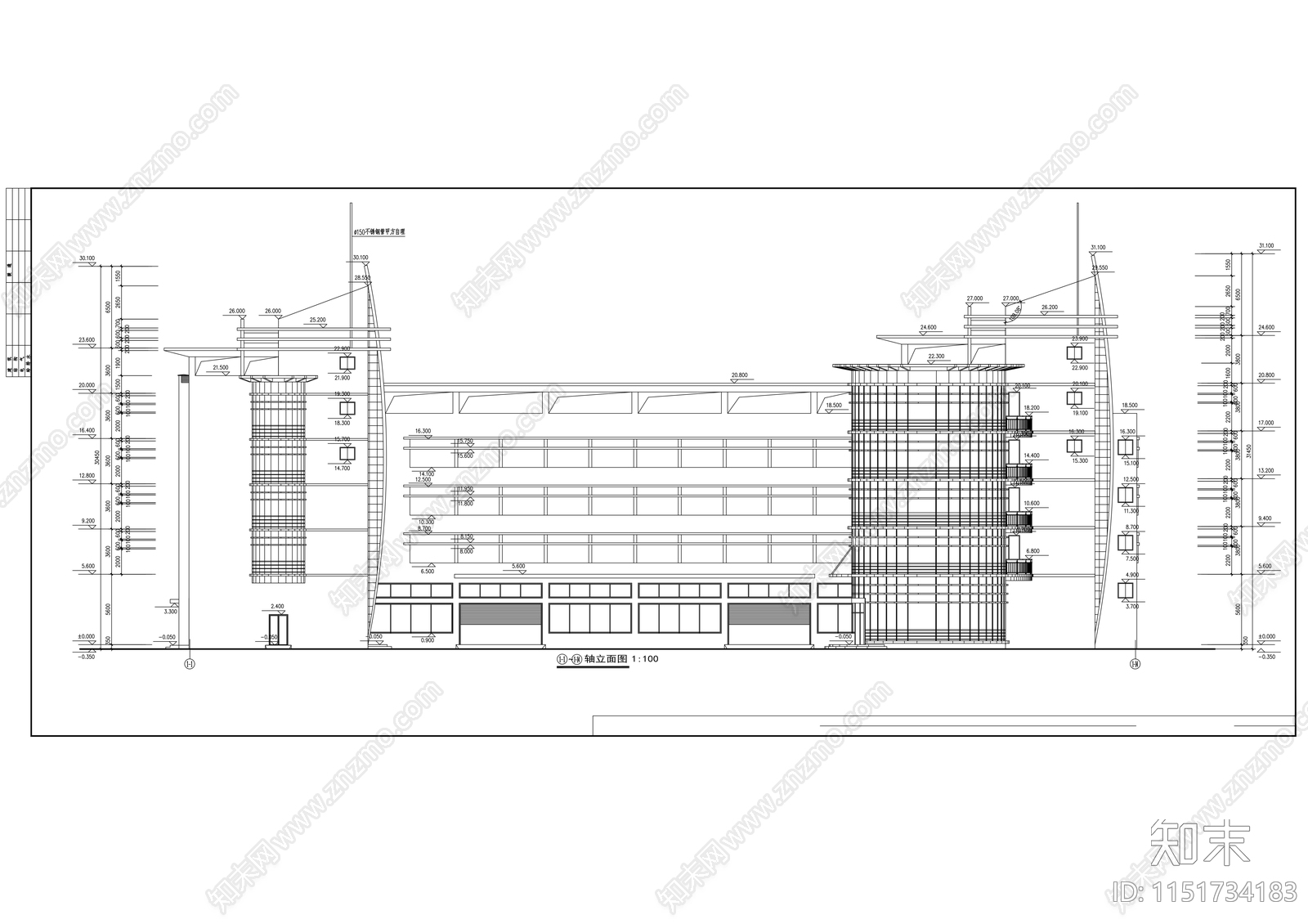 综合厂房建筑cad施工图下载【ID:1151734183】