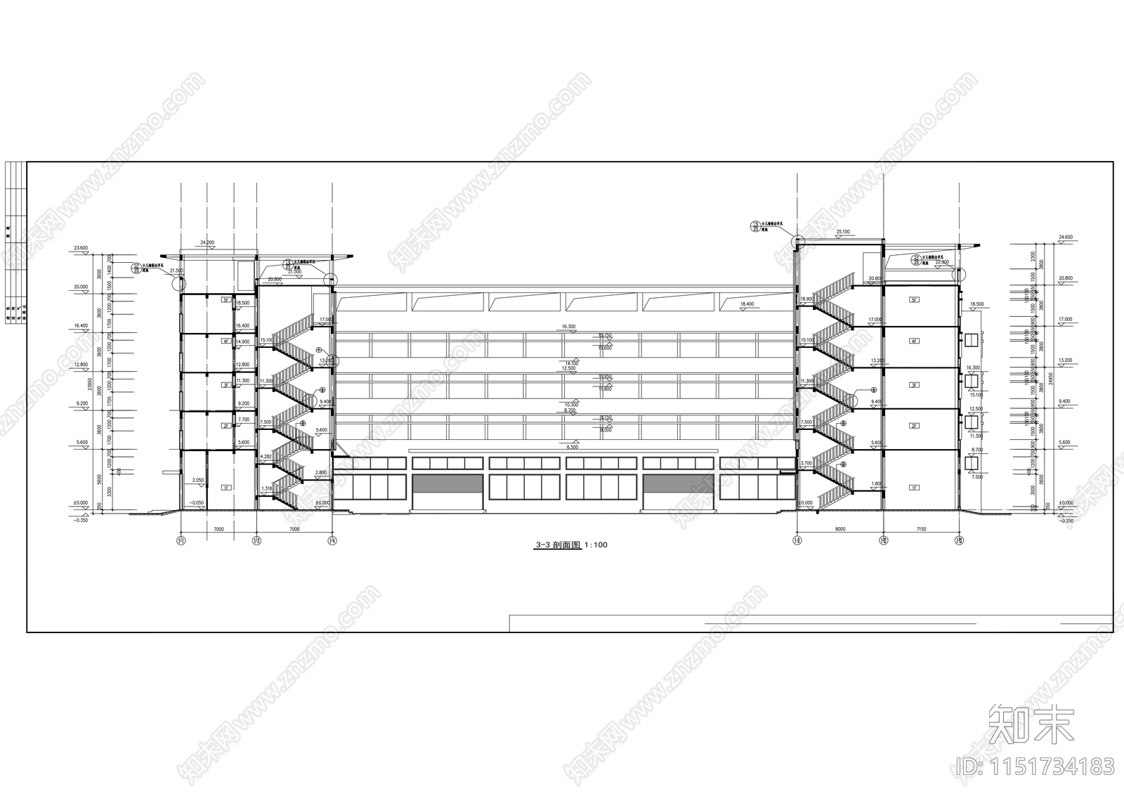 综合厂房建筑cad施工图下载【ID:1151734183】