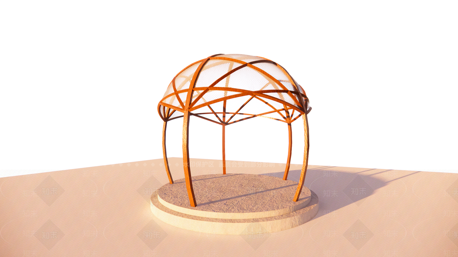 现代圆顶网格木亭SU模型下载【ID:1151736828】