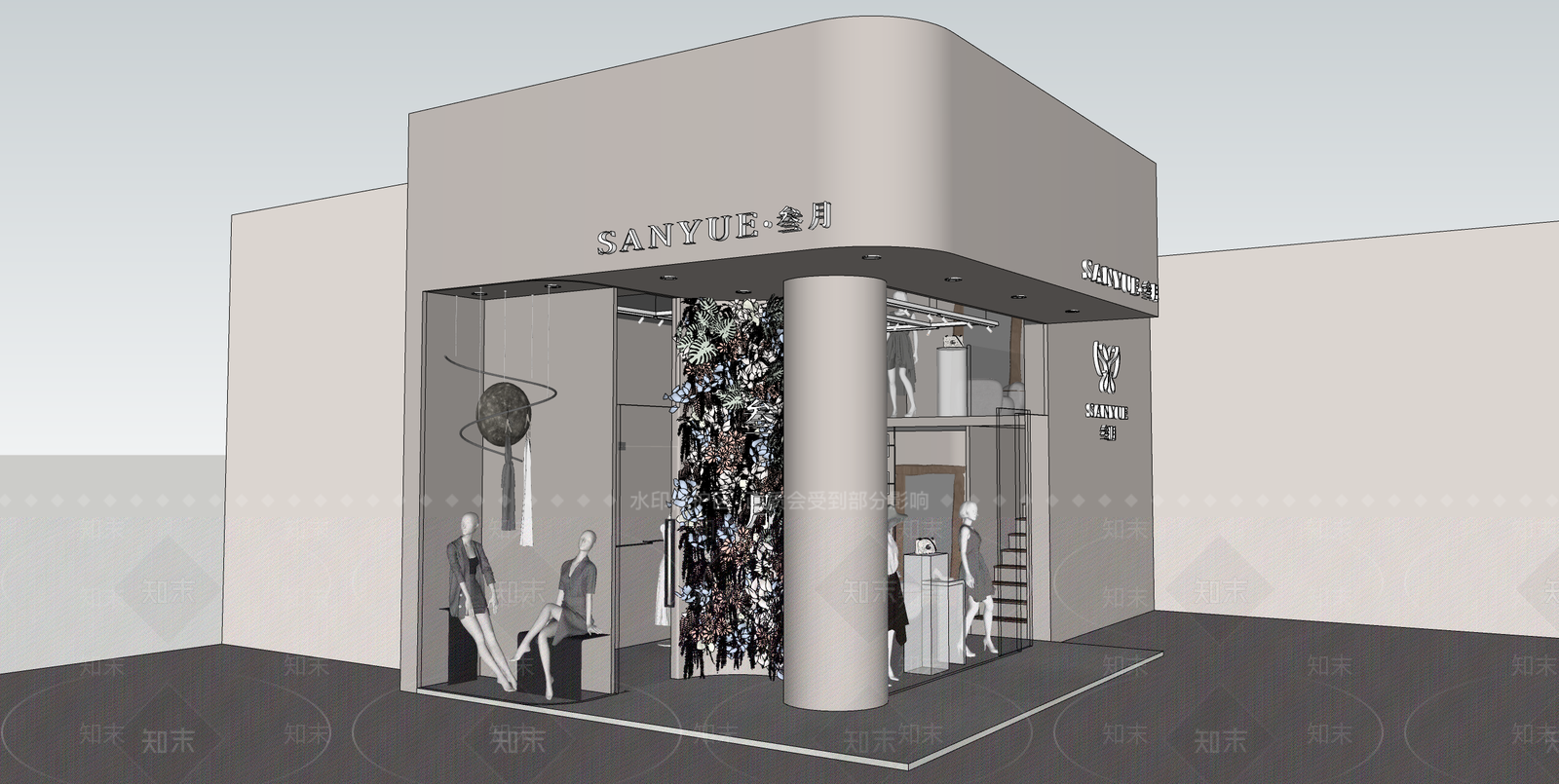 侘寂服装店SU模型下载【ID:1151905931】