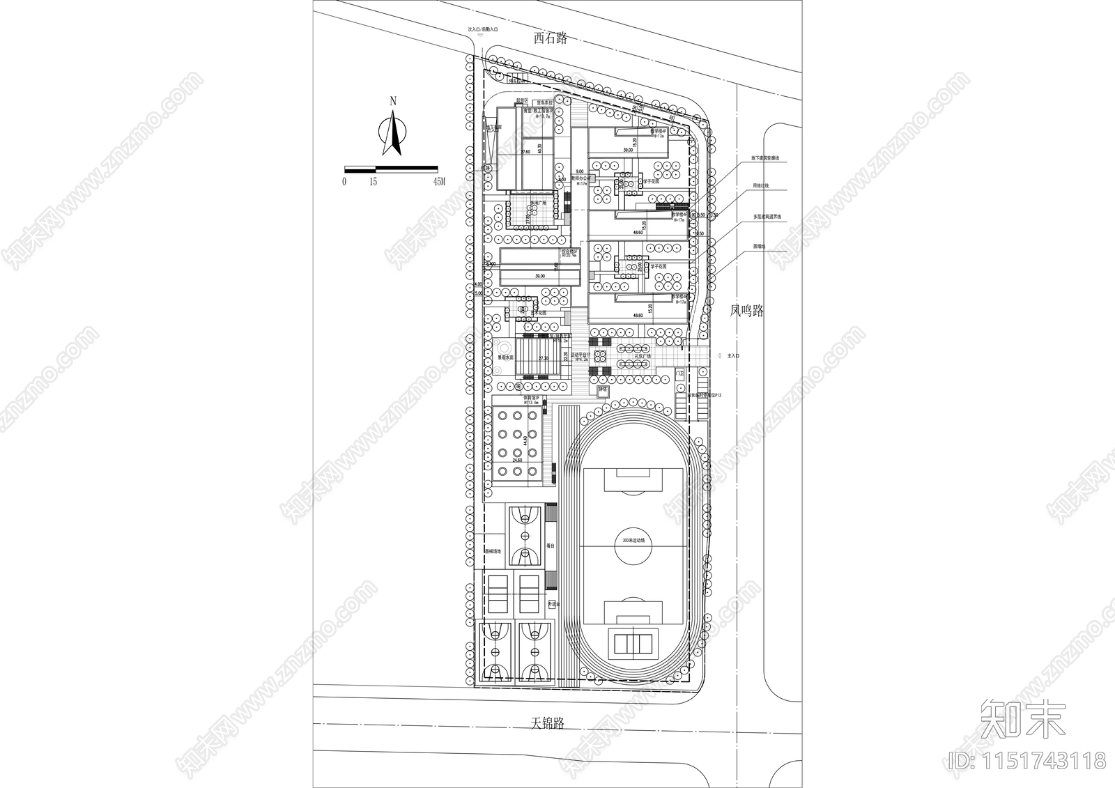 现代小学总平面图效果图平面图施工图下载【ID:1151743118】