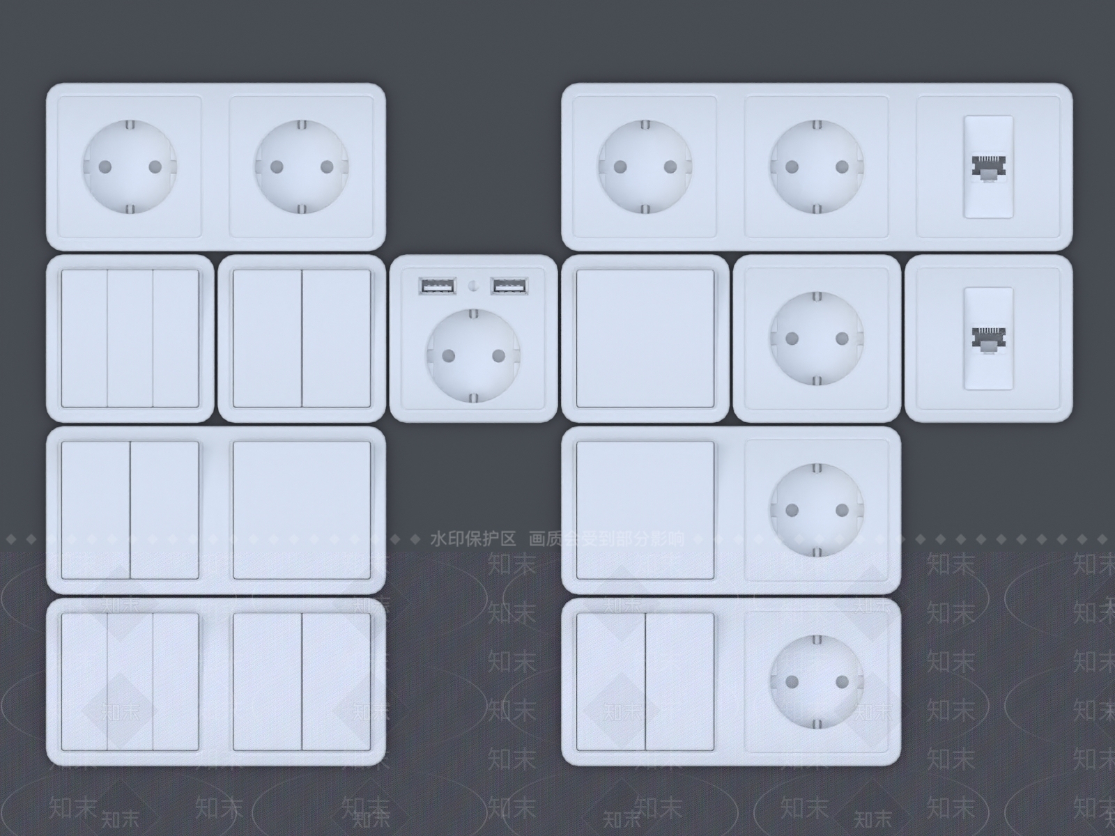 开关面板3D模型下载【ID:1151743440】