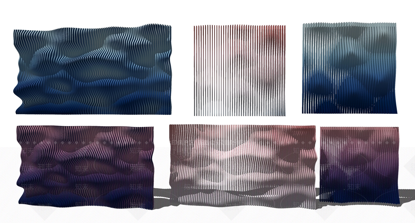 现代波纹水花护墙板SU模型下载【ID:1151744572】