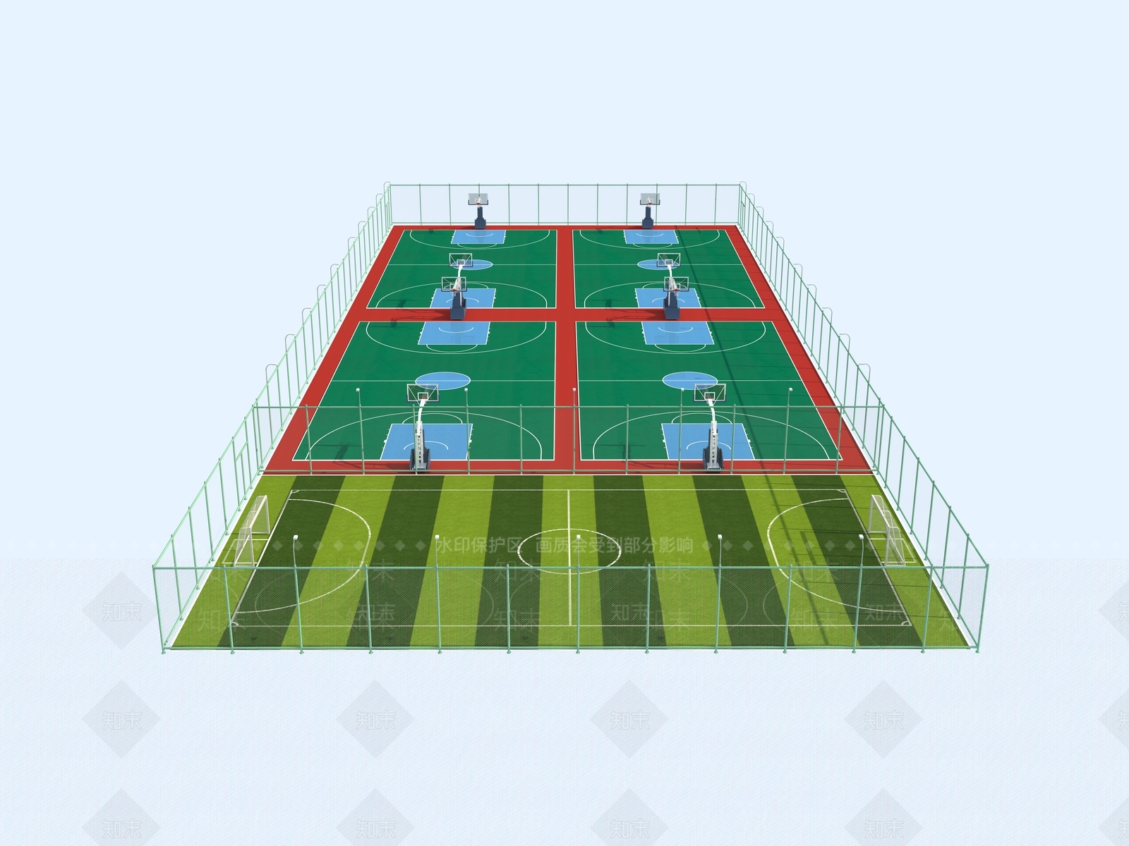 现代户外篮球场3D模型下载【ID:1151744763】