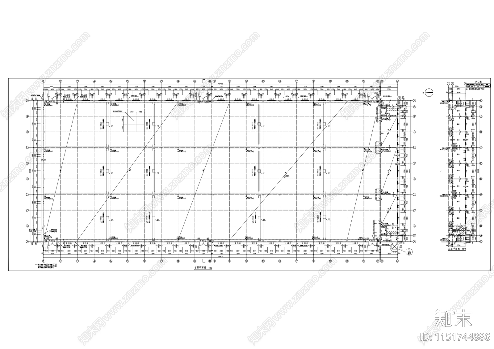 158M厂房建筑cad施工图下载【ID:1151744886】