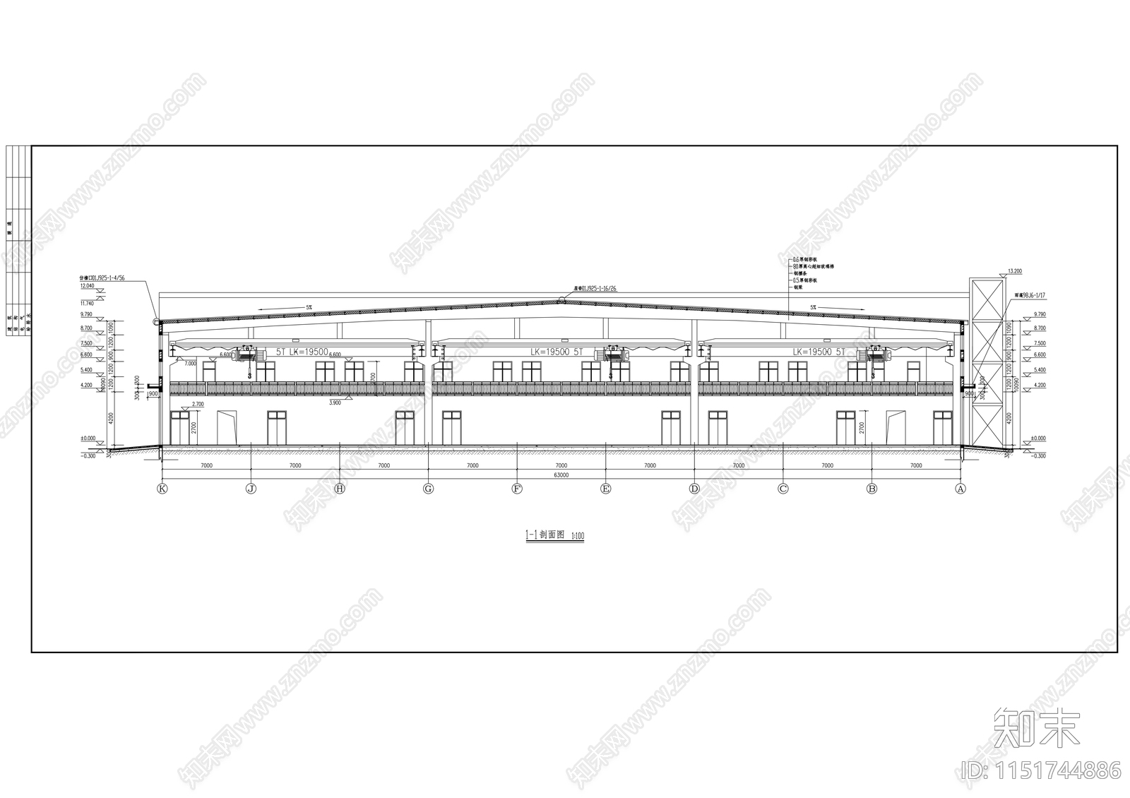 158M厂房建筑cad施工图下载【ID:1151744886】