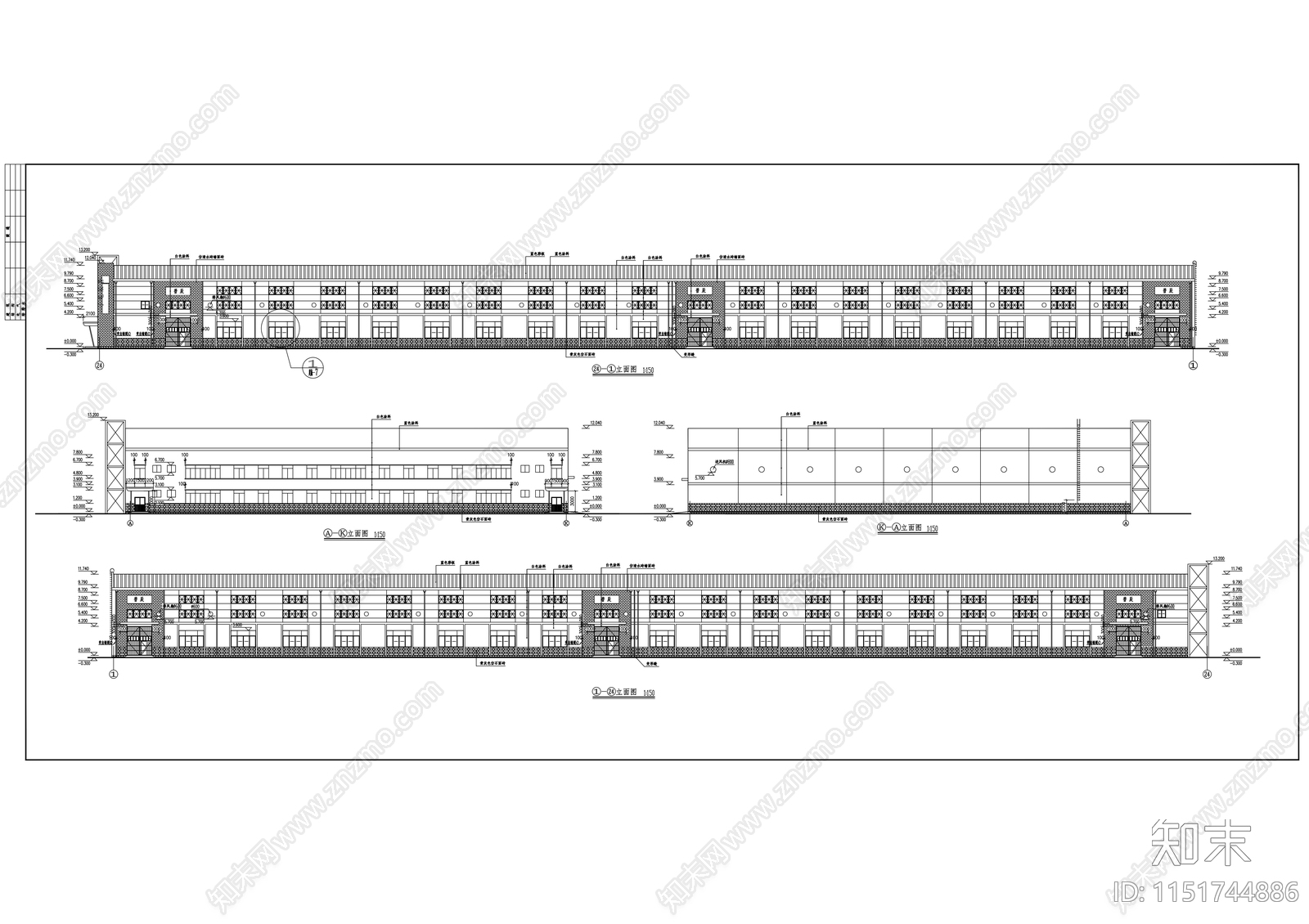 158M厂房建筑cad施工图下载【ID:1151744886】