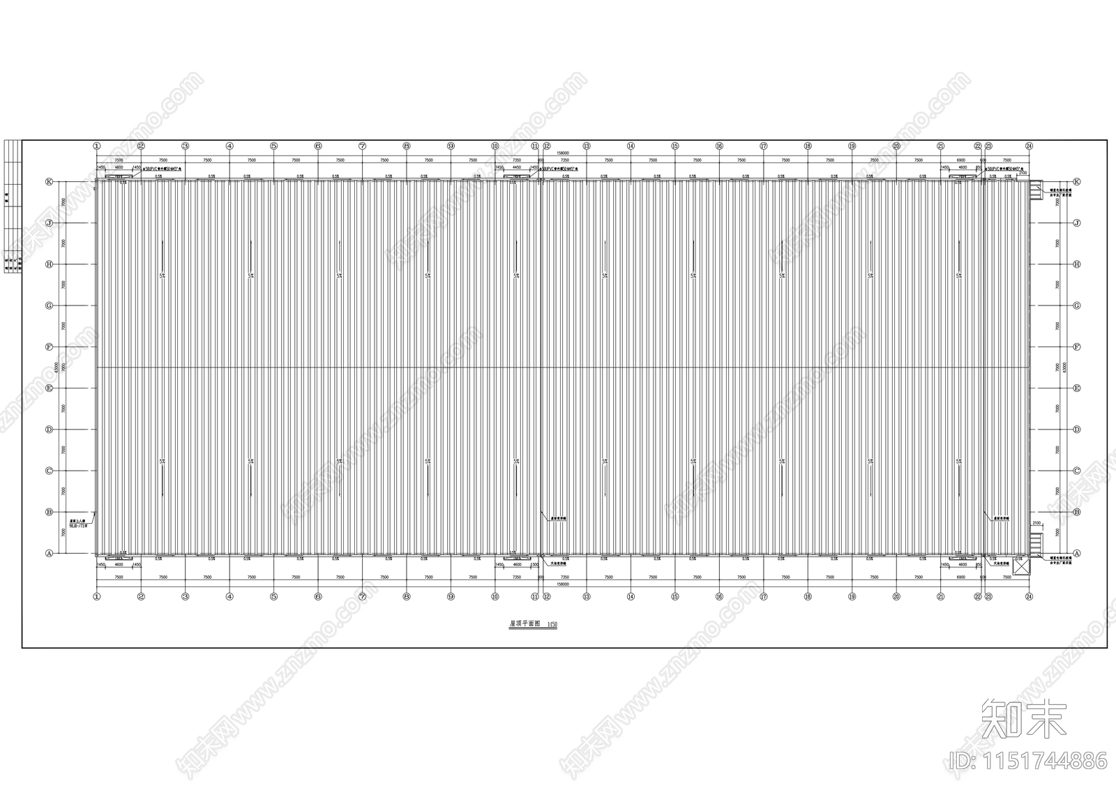 158M厂房建筑cad施工图下载【ID:1151744886】