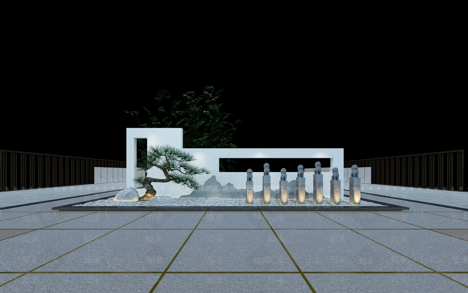 新中式景墙3D模型下载【ID:1151745288】