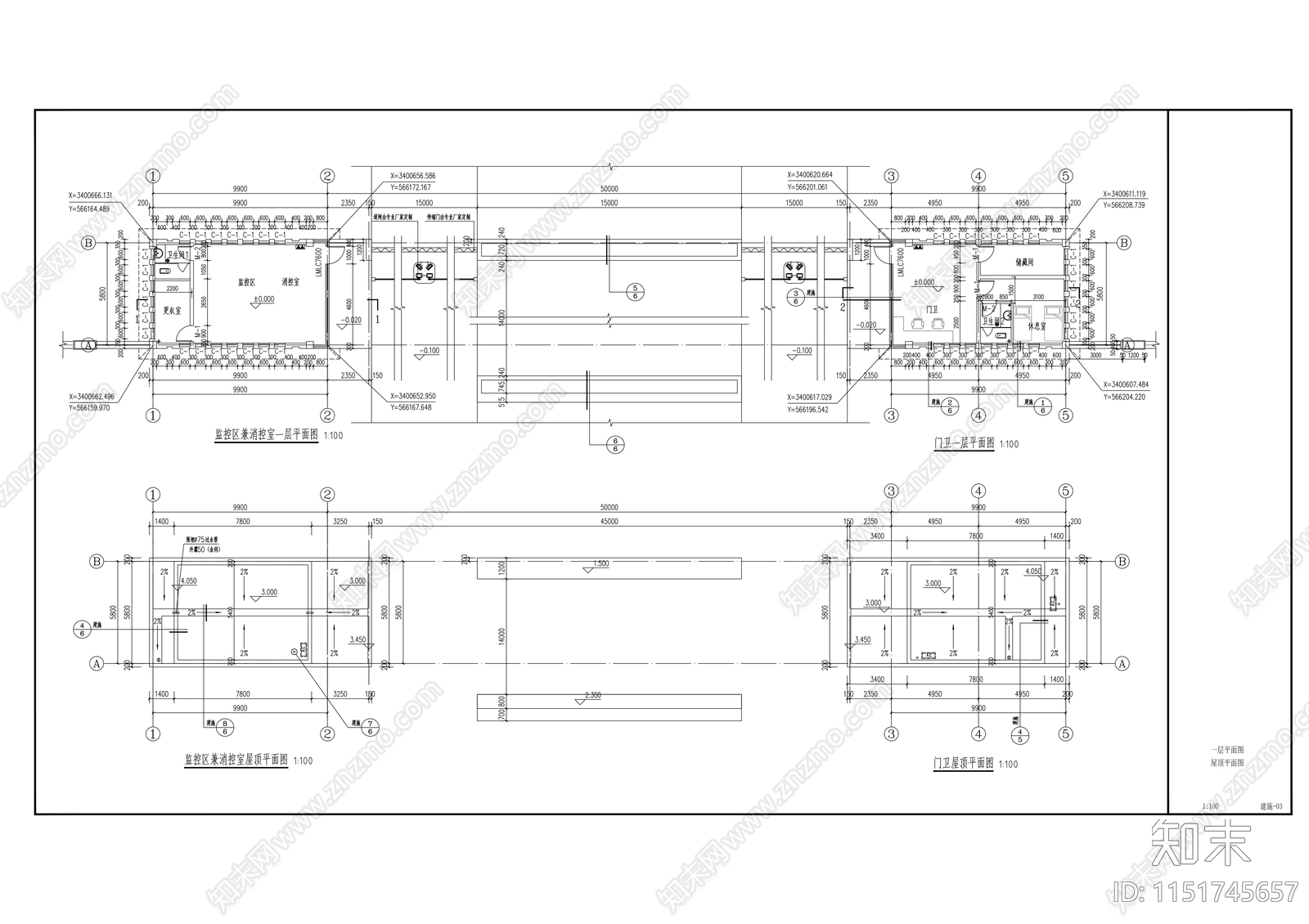 厂区入口大门建筑施工图下载【ID:1151745657】