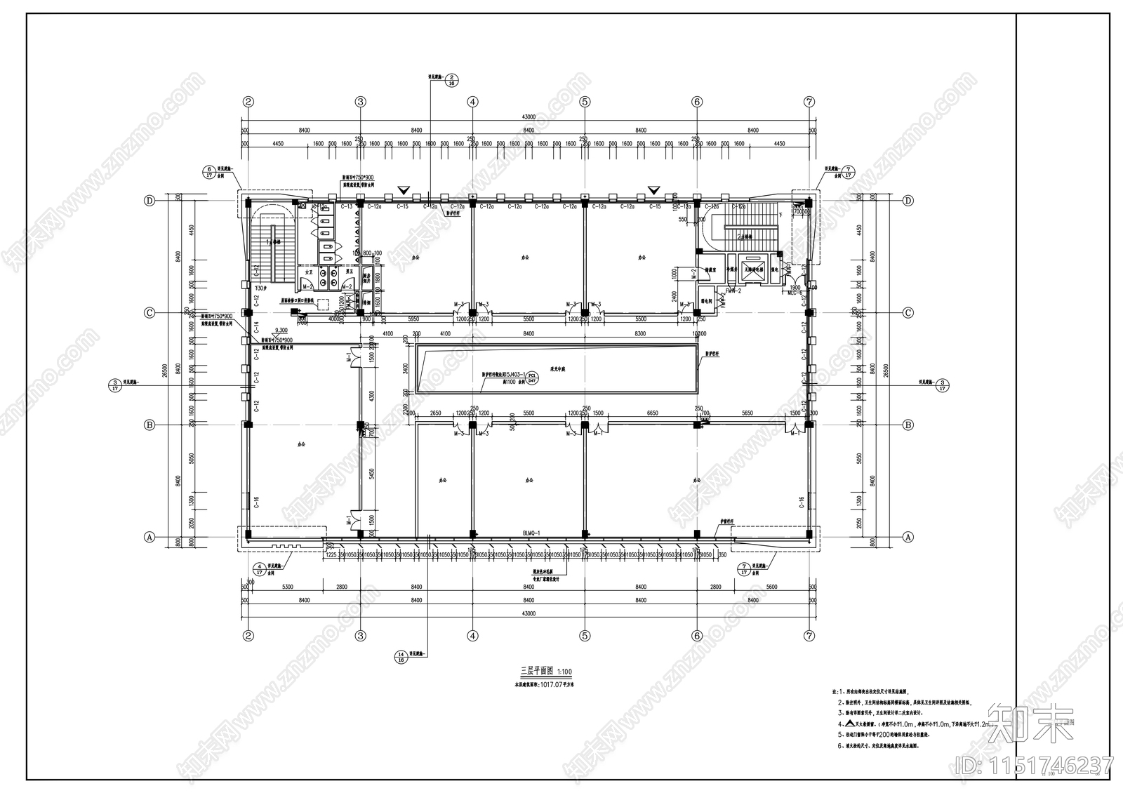 工业园区办公cad施工图下载【ID:1151746237】