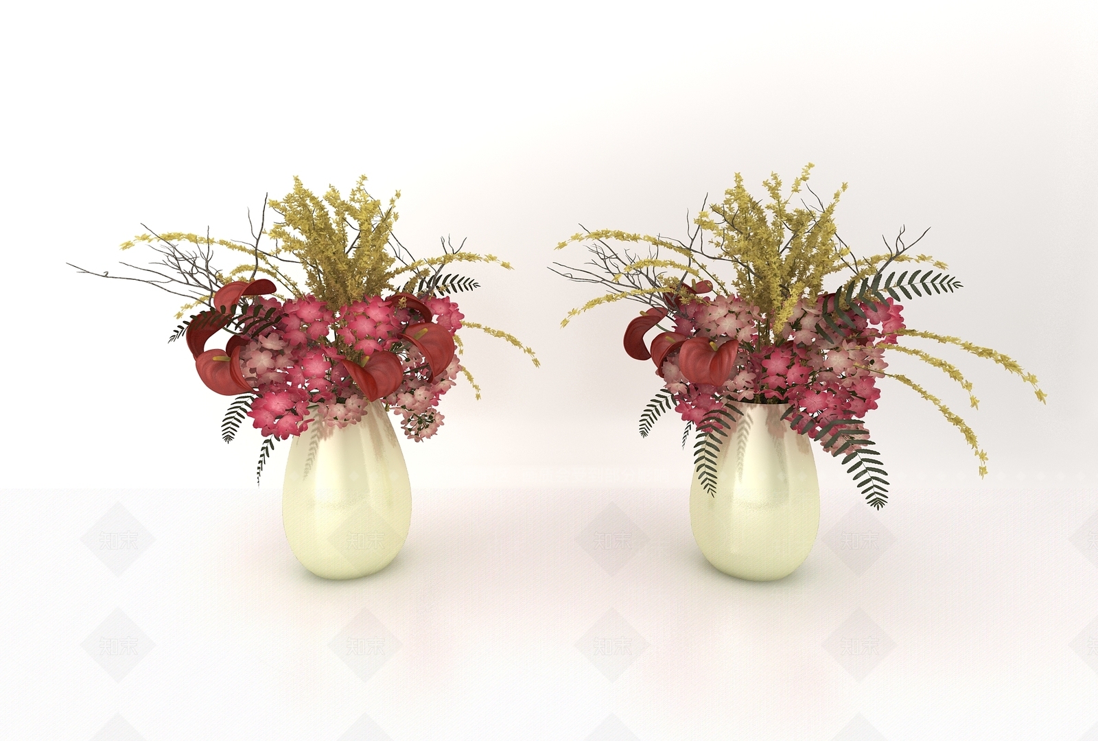 花瓶花艺3D模型下载【ID:1151757238】
