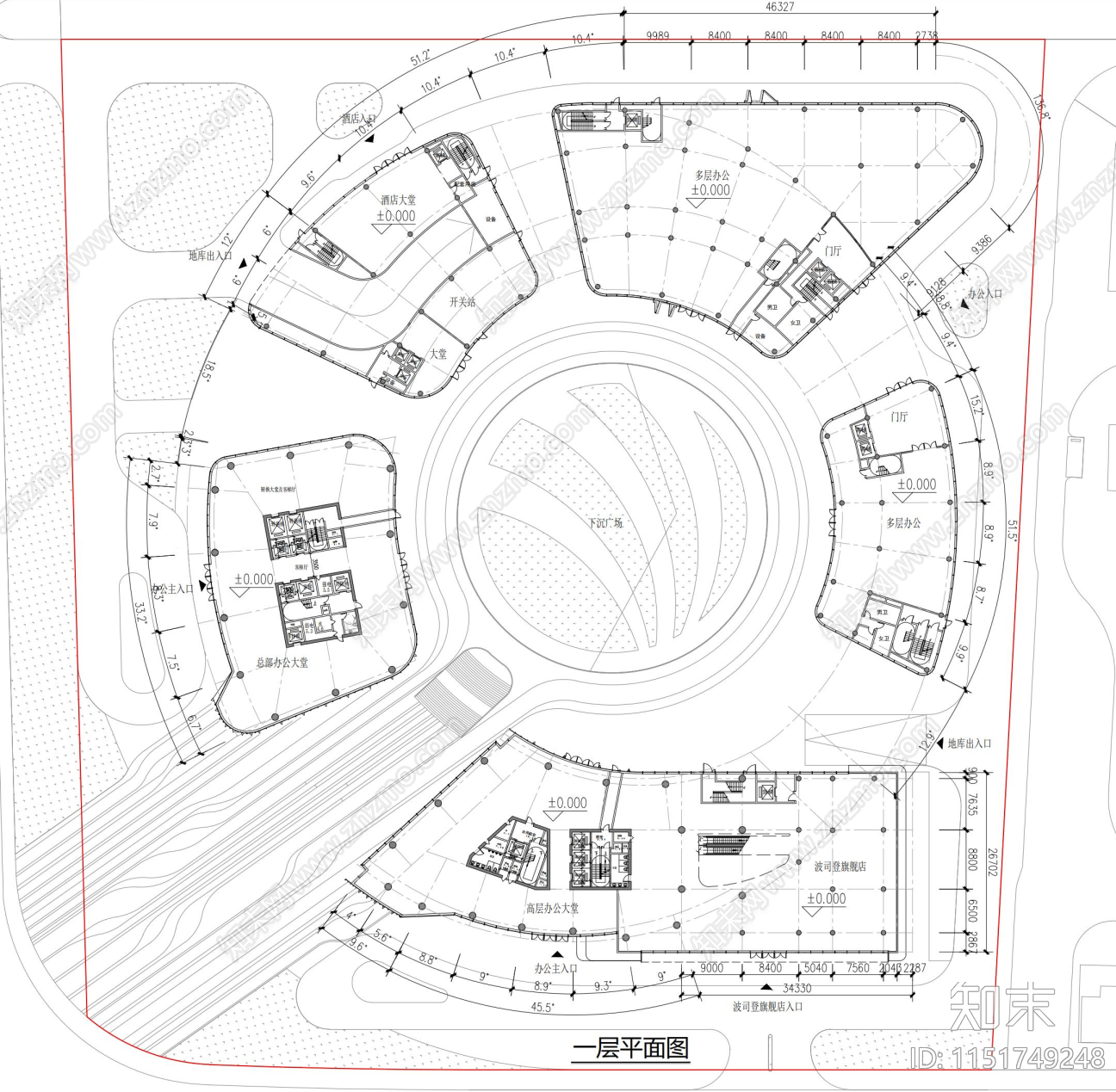 现代异形办公总部施工图下载【ID:1151749248】