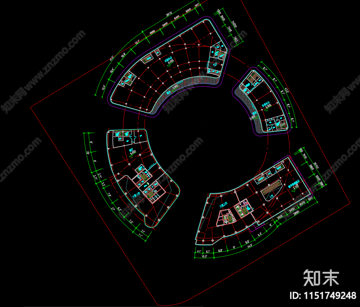 现代异形办公总部cad施工图下载【ID:1151749248】