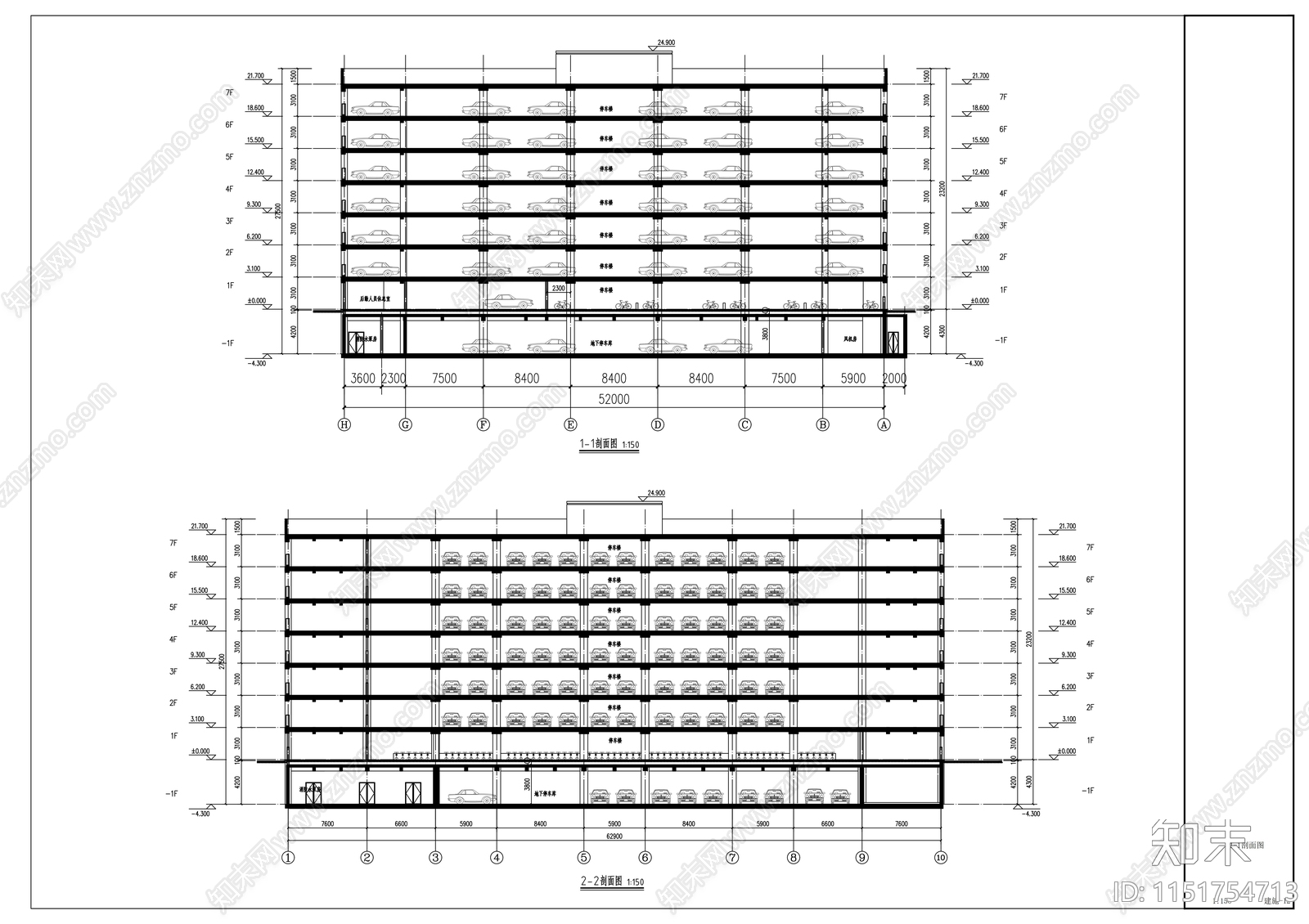 停车楼建筑施工图下载【ID:1151754713】