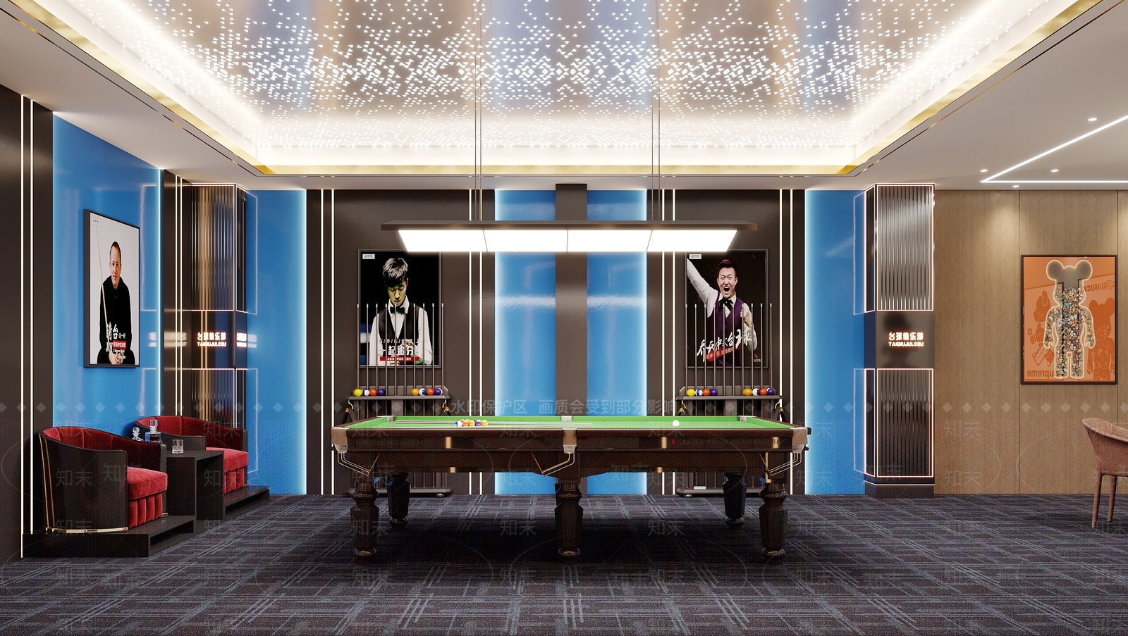 现代台球室包厢3D模型下载【ID:1151761545】