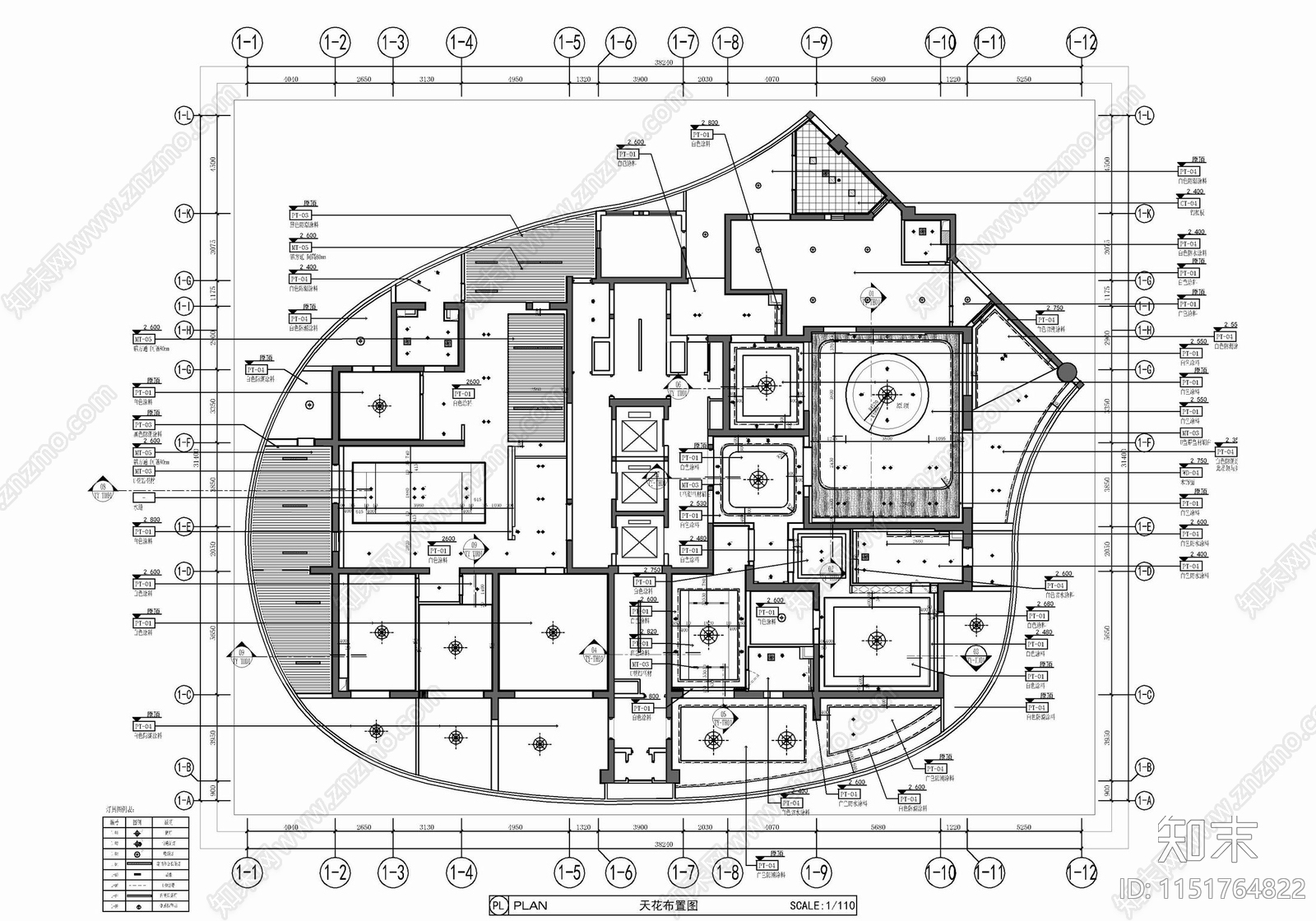 850㎡办公室室内cad施工图下载【ID:1151764822】