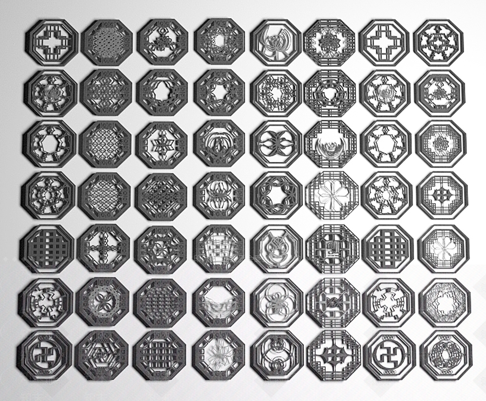 中式镂空窗格窗花3D模型下载【ID:1151766122】