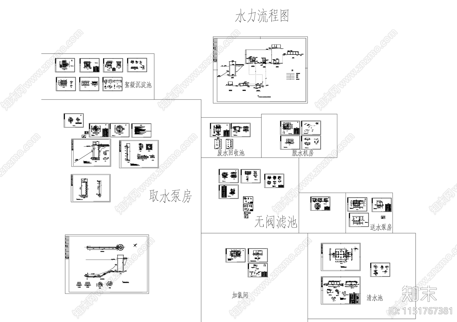 某小型给水厂工艺cad施工图下载【ID:1151767381】