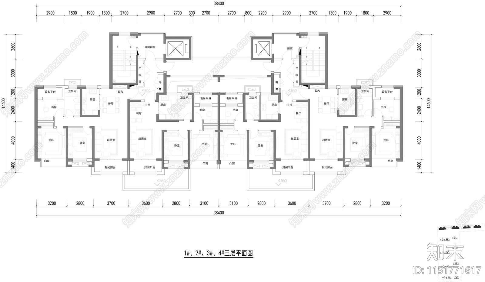 户型cad施工图下载【ID:1151771617】